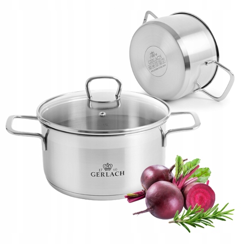 Gerlach Brava Garnek 2,5 L Z Pokrywką 20 cm Stal Nierdzewna