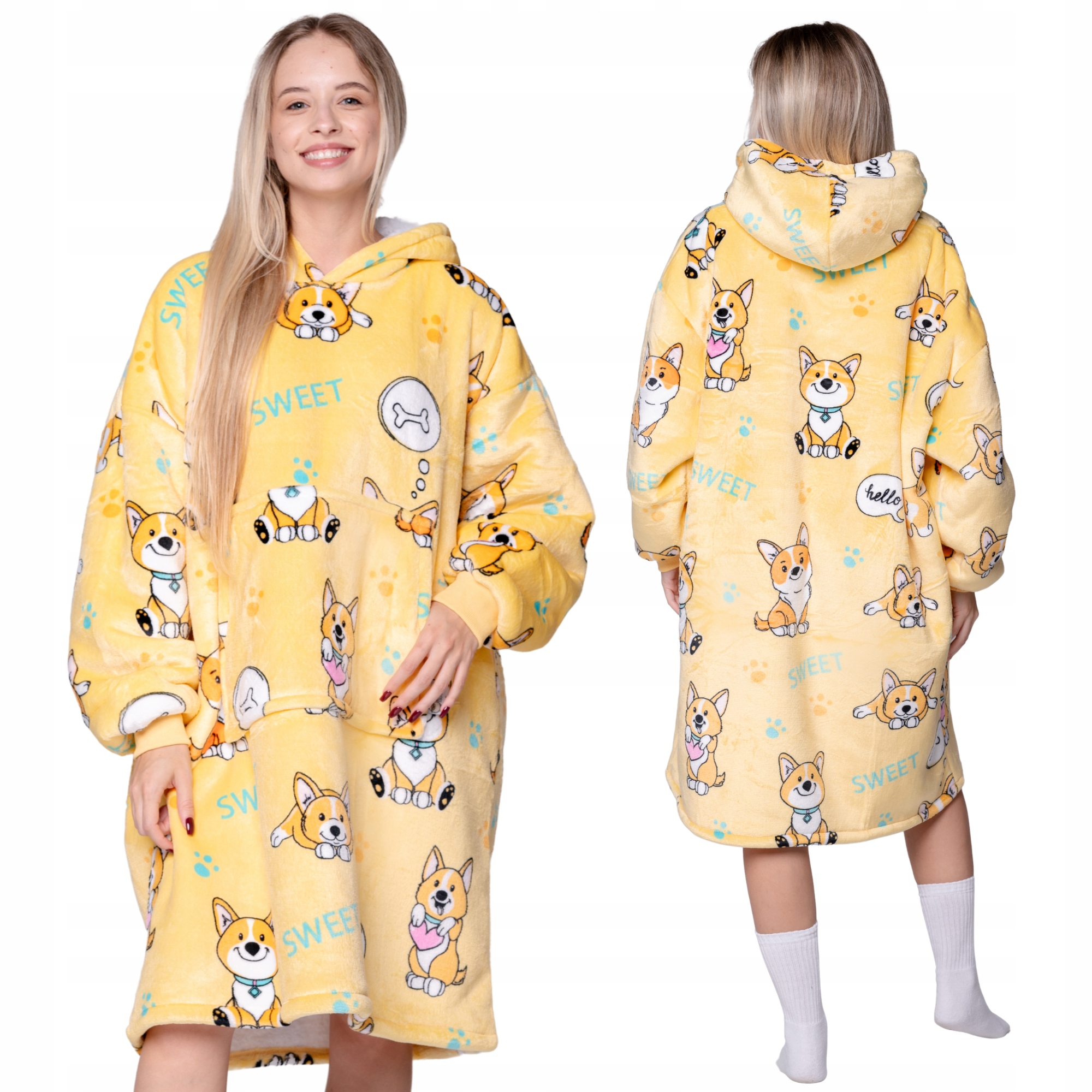 Koc oversize mikina 2v1 Tlustá Mikinová Deka XXL Pejsci Dárek Na Velikonoce