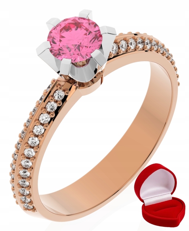 Zlatý Prstýnek 585 14k Safír 0,30 ct Růžové Zlato R20