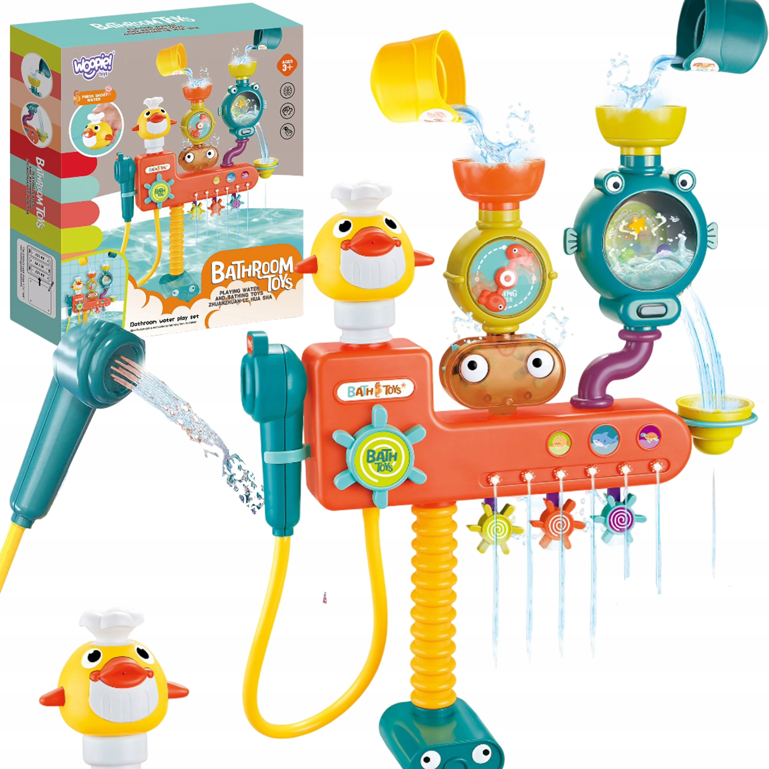 DUŻA ZABAWKA DO KĄPIELI WANNY WODY PRYSZNIC FONTANNA PRZELEWOWA WOOPIE BABY