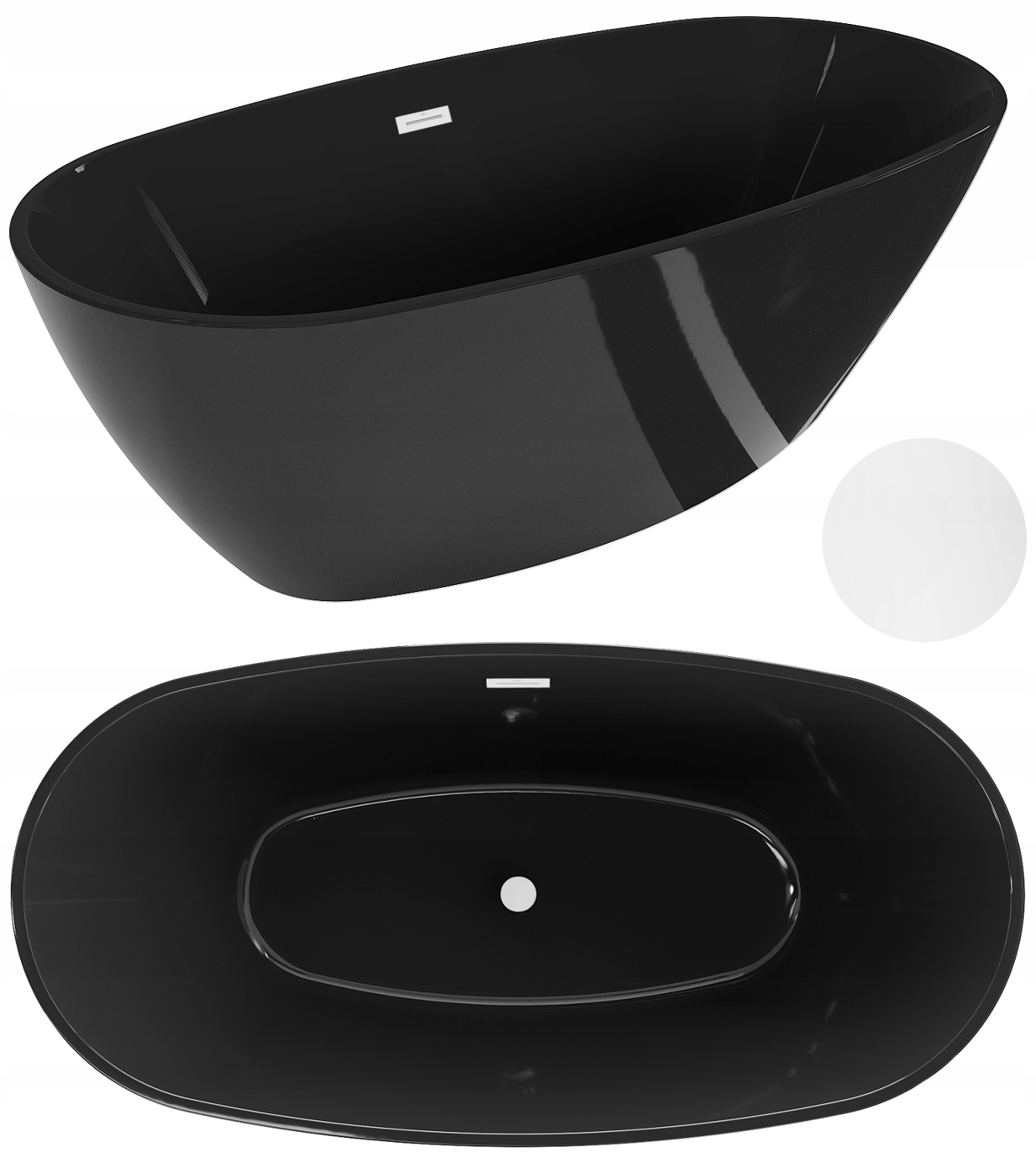 Mexen Eris Wanna Wolnostojąca Czarna 170x80 Biały