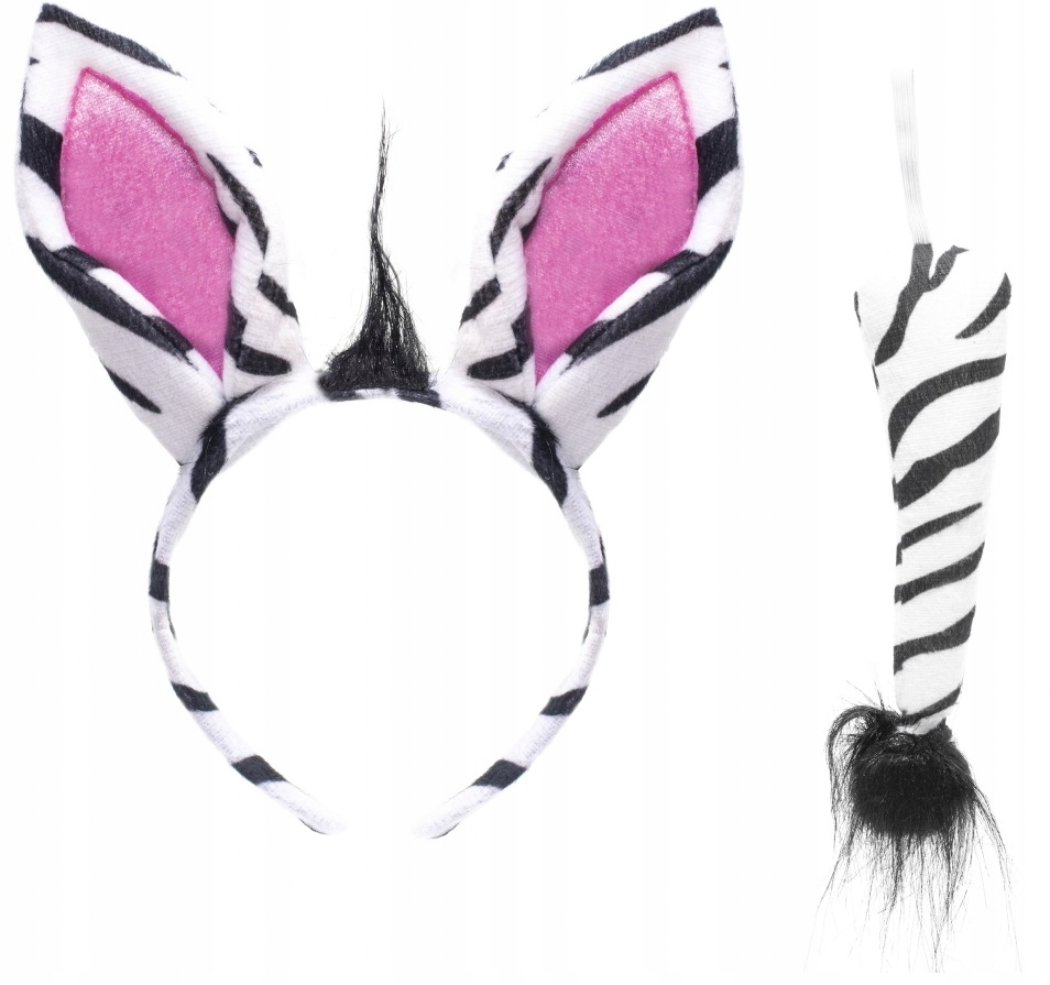 

Zestaw Zebra Opaska Uszy Ogon Strój Zoo Party Bal