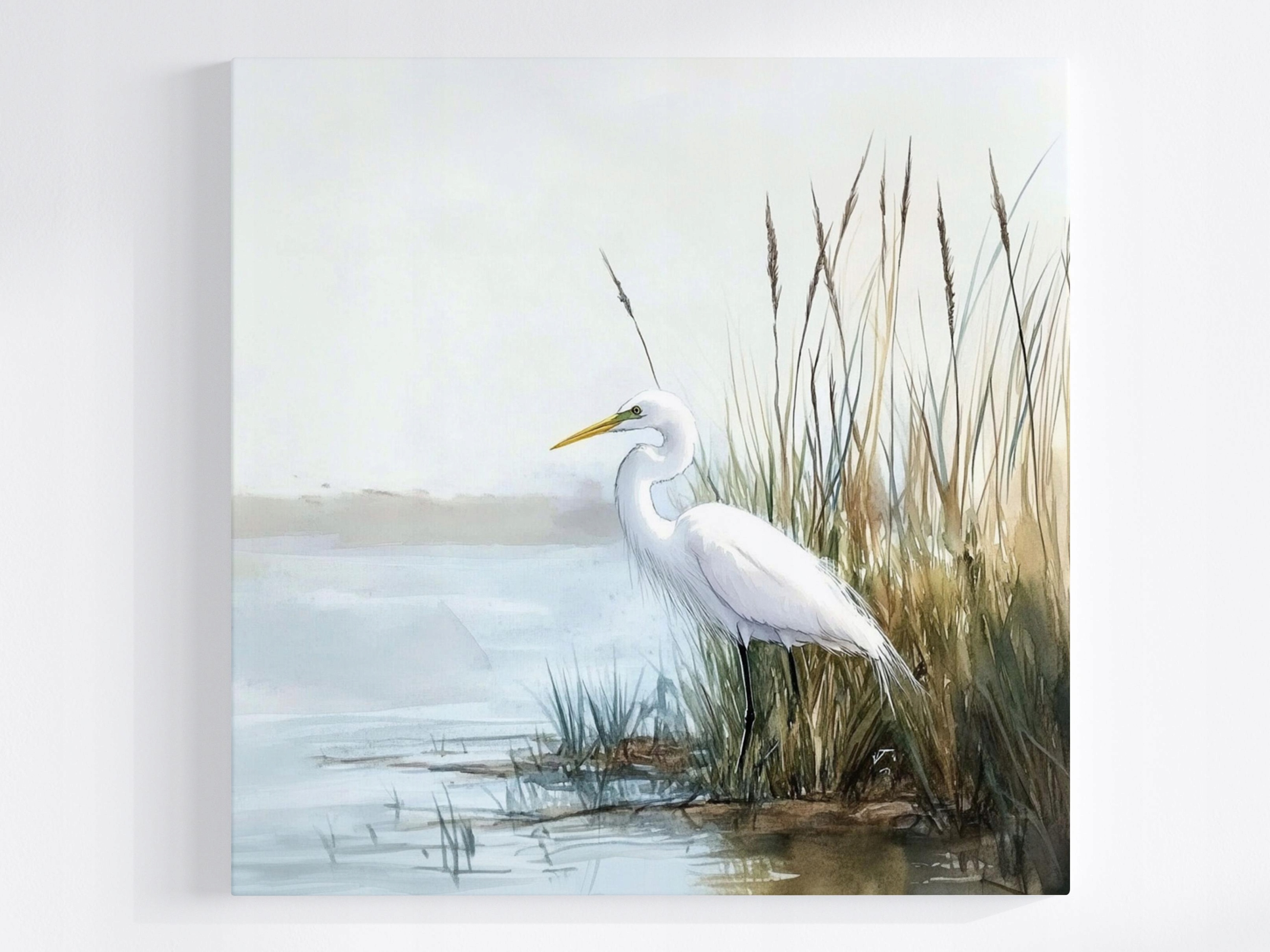 Obraz Na Plátně Canvas Příroda Bílá Čapka Pták Jezero 80x80