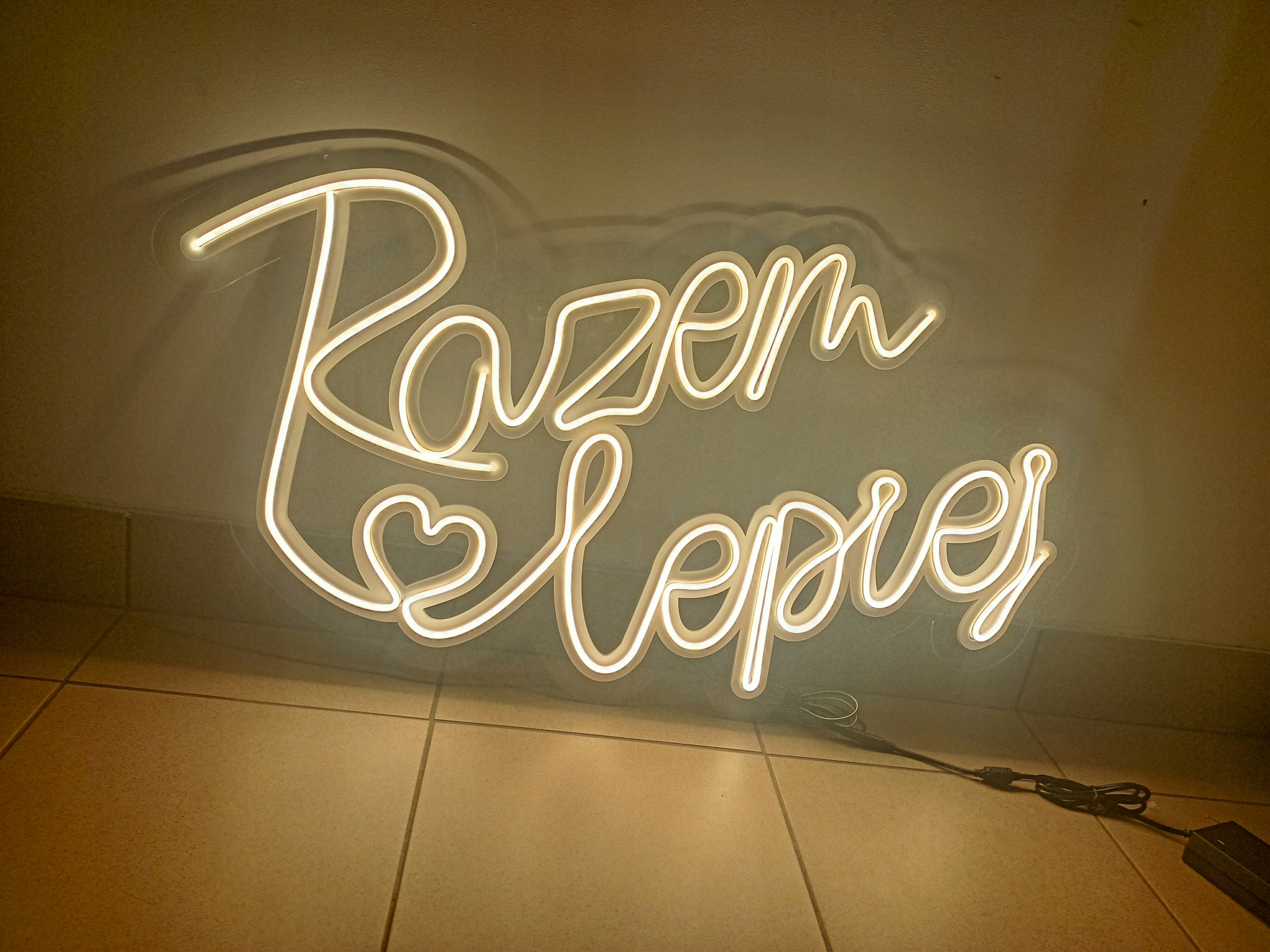 DUŻY napis Neonowy Neon RAZEM LEPIEJ 77 cm ślub