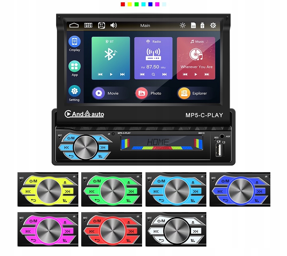 RADIO SAMOCHODOWE 1DIN 7'' BT WYSUWANY EKRAN DOTYK Marka bez marki