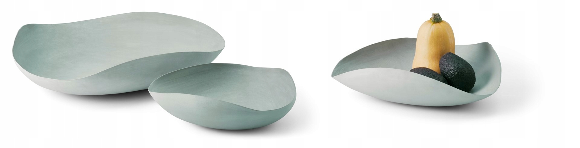 Dekoratívna misa Leaf M Philippi oceľ svetlosivá matná 36 cm minimalistická