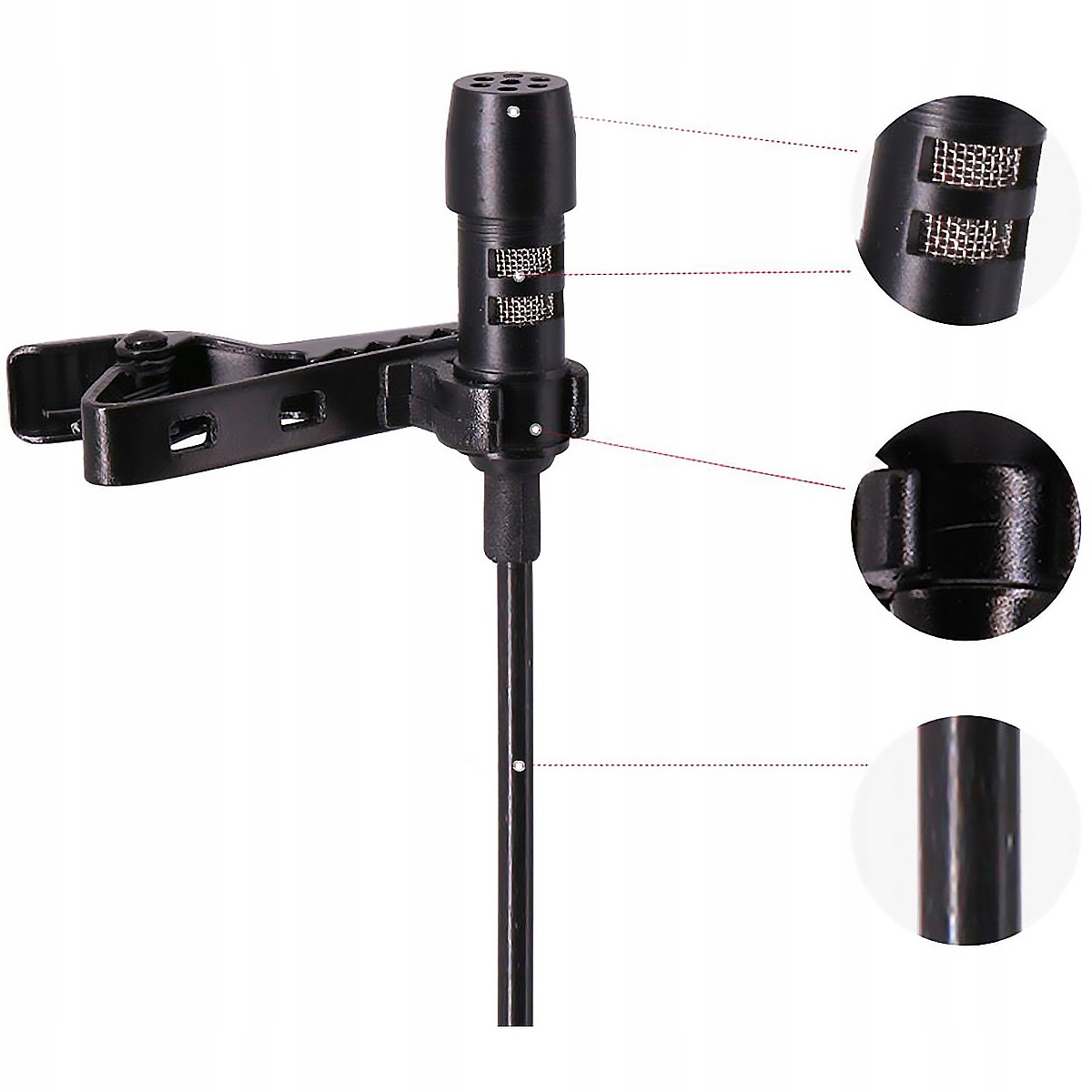 Pojedynczy pojemnościowy mikrofon krawatowy AriMic S-1,5m Czułość -30 dB