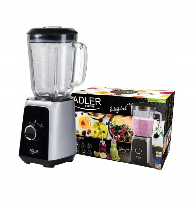 Blender Kielichowy AD 4076 1000W Szklany Dzbanek 1,5L Kruszenie Lodu