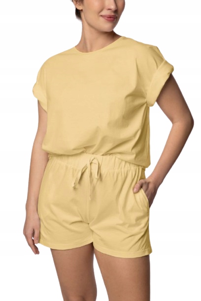 Mona Dámské bavlněné pyžamo Bliss shortsleeve žluté, velikost 5XL