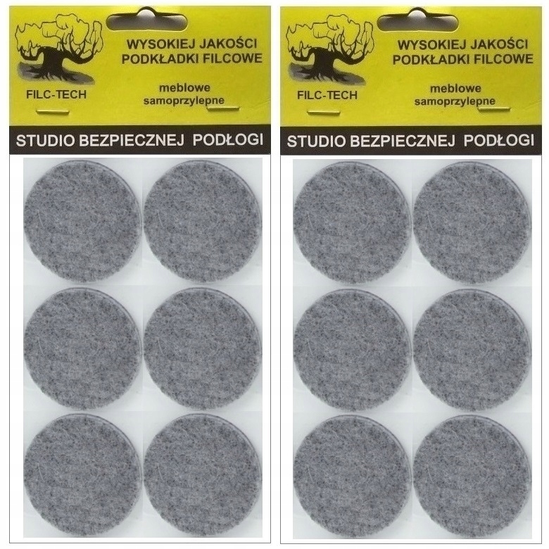 ZESTAW FILC POD MEBLE KRZESŁA PODKŁADKI FILCOWE 34mm KÓŁKA SZARE 12 sztuk