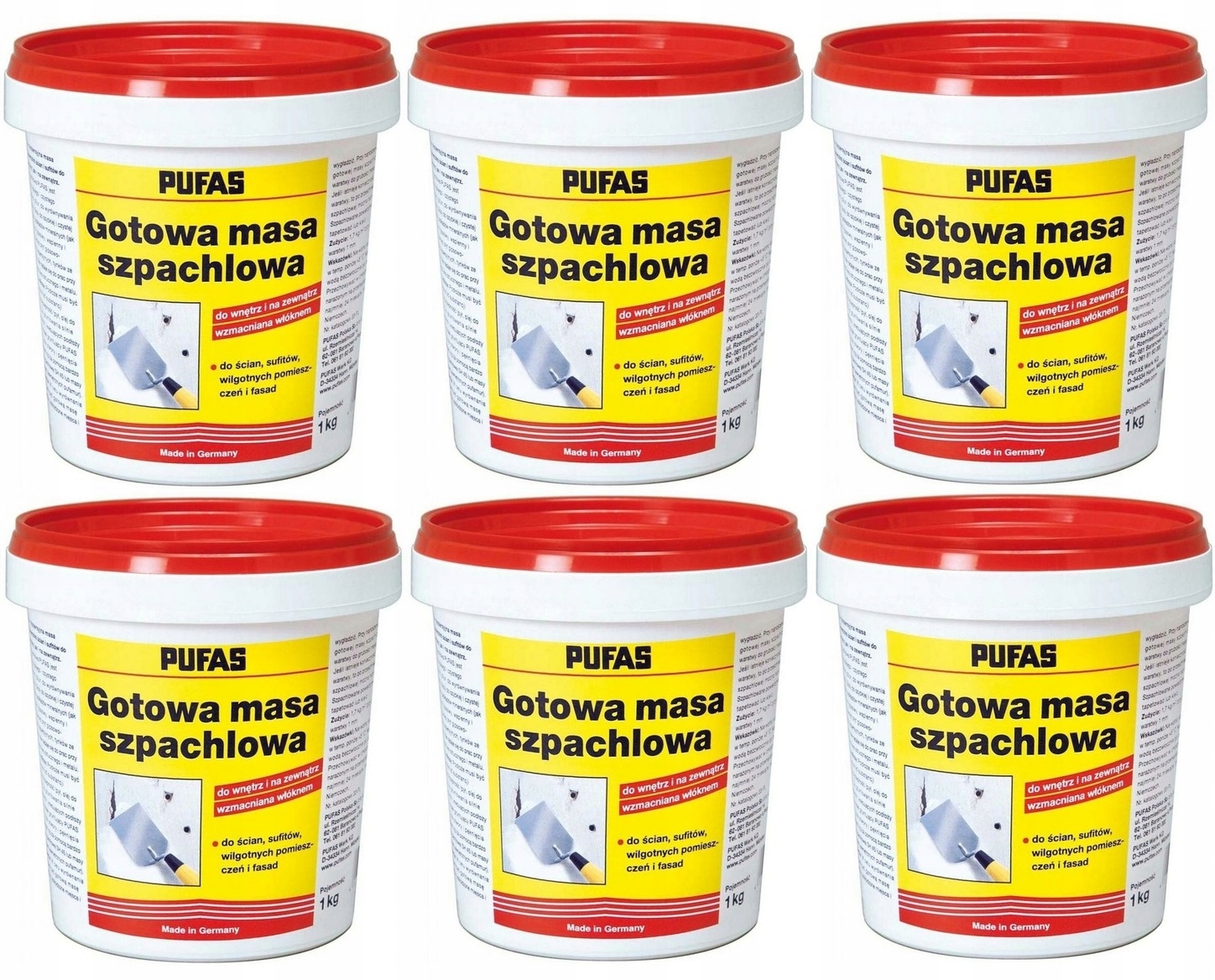6 x Hotová tmelová hmota 1 kg Pufas