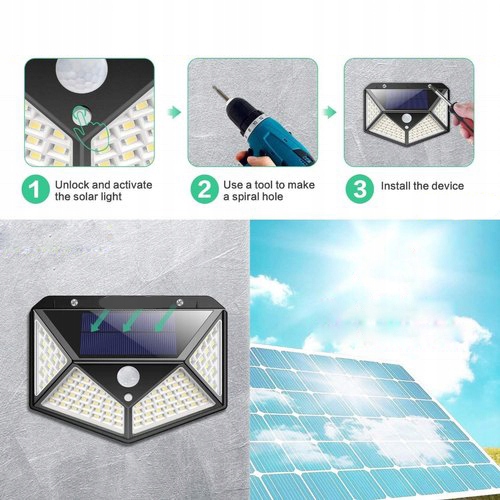 LAMPA SOLARNA CZUJNIK RUCHU ZMIERZCHU 100 LED SMD EAN (GTIN) 5908222228255