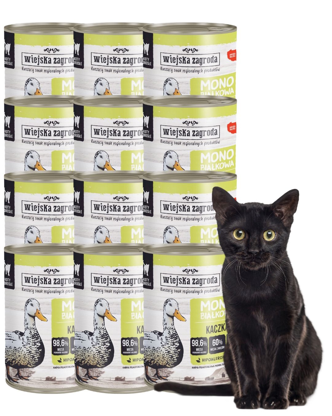 Wiejska Zagroda Karma mokra dla kota Monoproteinowa Kaczka 12x400g