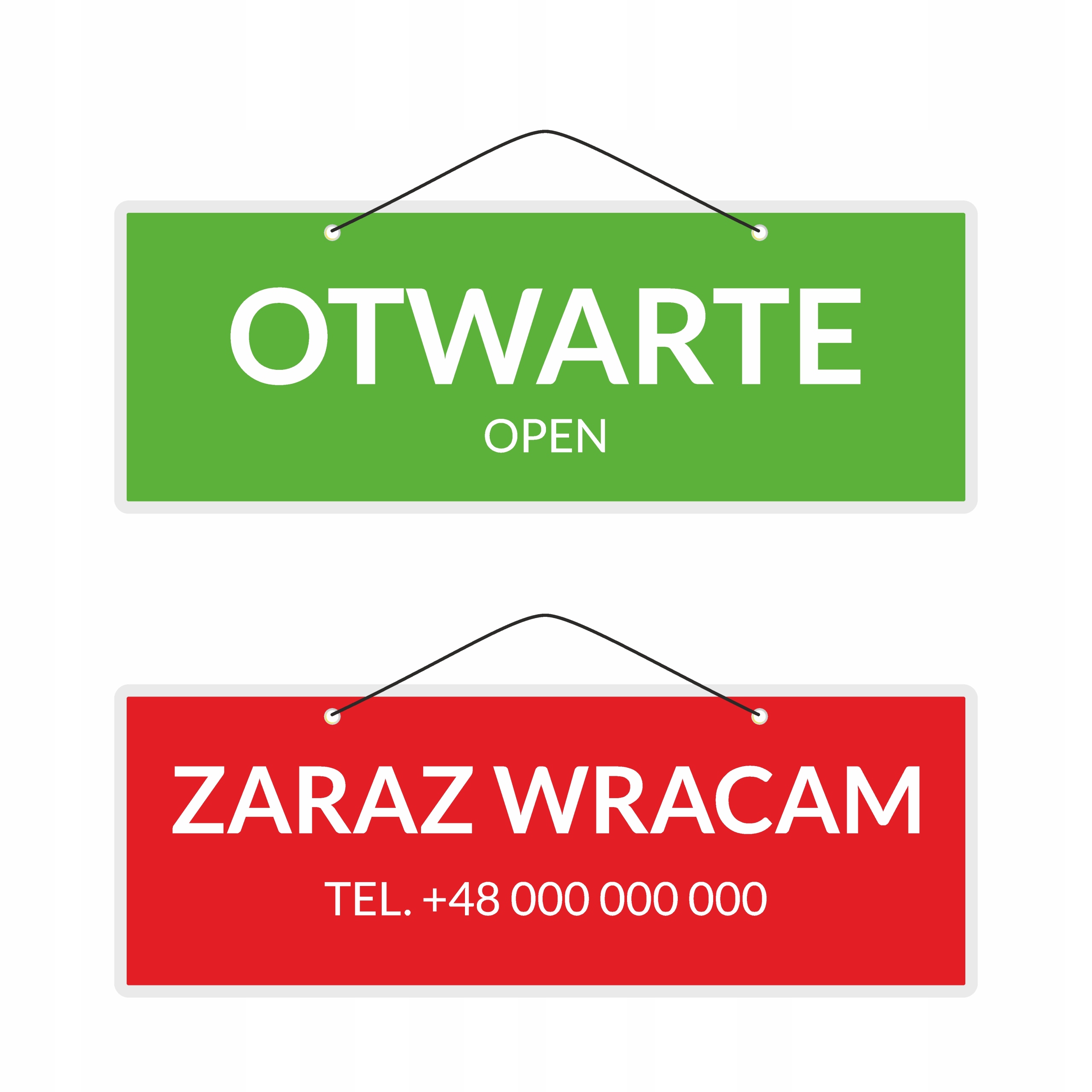 Tabliczka OTWARTE ZARAZ WRACAM TEL. Twój Projekt