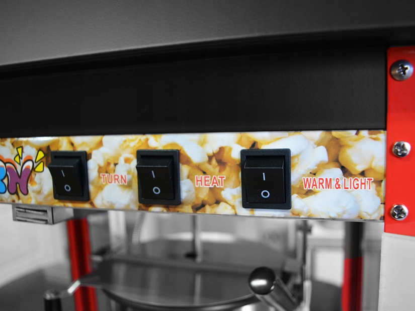 WYDAJNA MASZYNA DO POPCORNU BAROWA Z CZARNYM DASZKIEM PRIMA-TECH 6 kg/h Marka Prima Tech