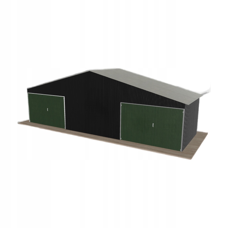 Plechová garáž 9.5x3 m, dvoupolohová, dvoupolohová, černá