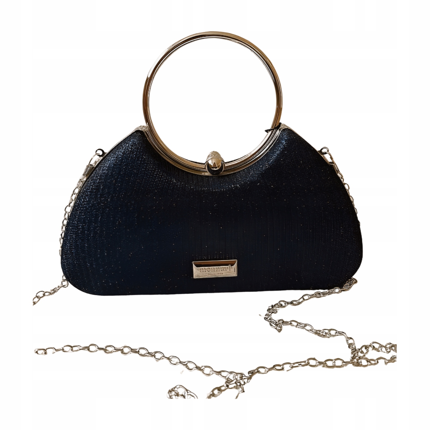 Monnari vizitková kabelka tmavě modrá lesklá s rukojetí