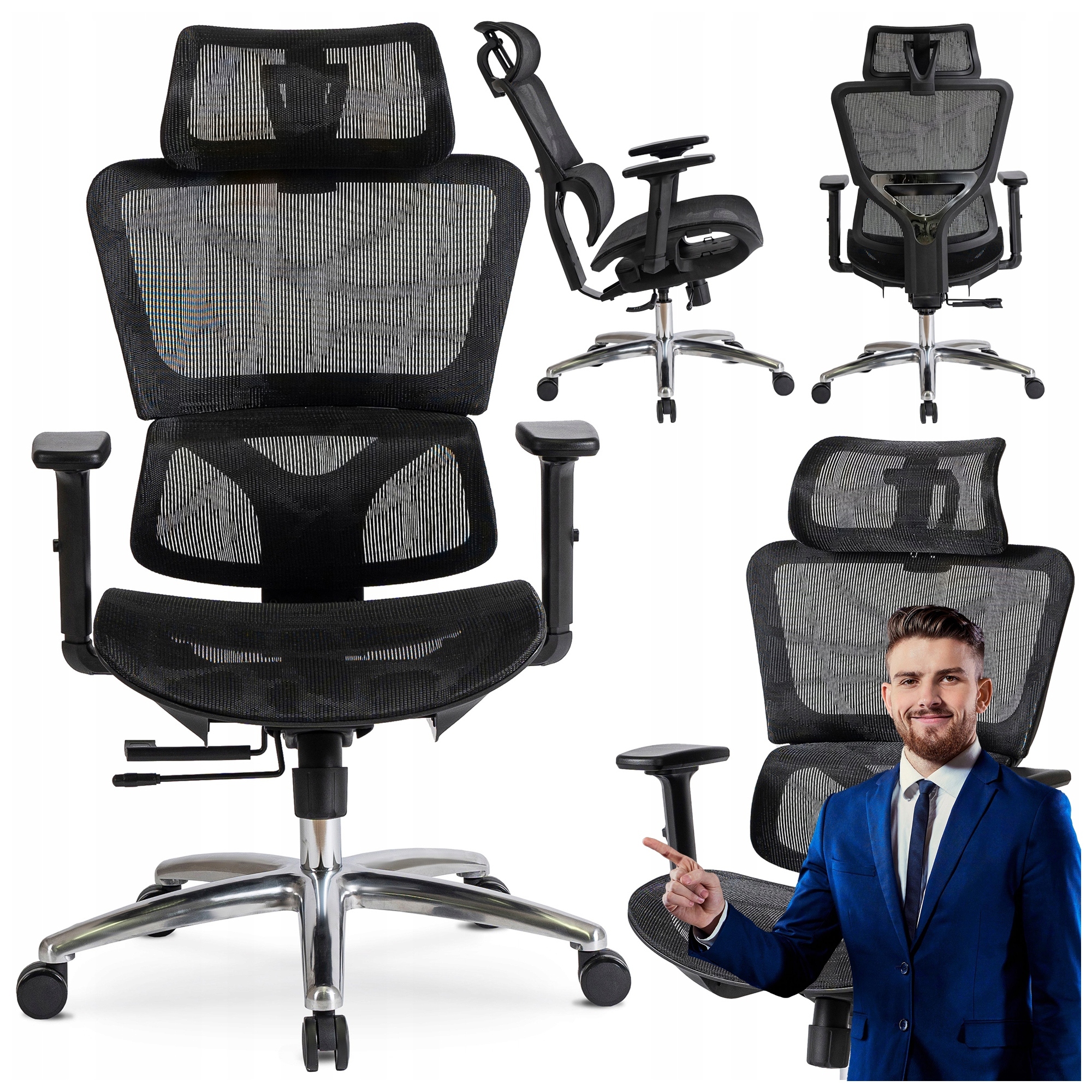 Kancelářská otočná židle Ergonomická židle K Psacímu Stolu Gaming Černá Royal