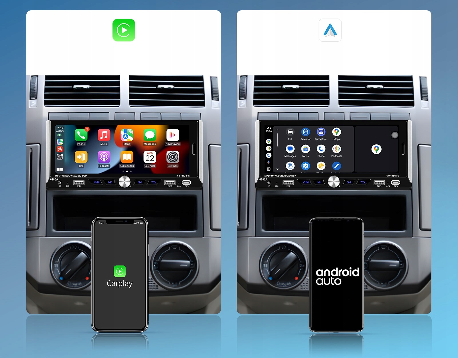 RADIO SAMOCHODOWE 1 DIN ANDROID AUTO CARPLAY GPS USB KAMERA COFANIA 6.9" Marka ALLNOEL