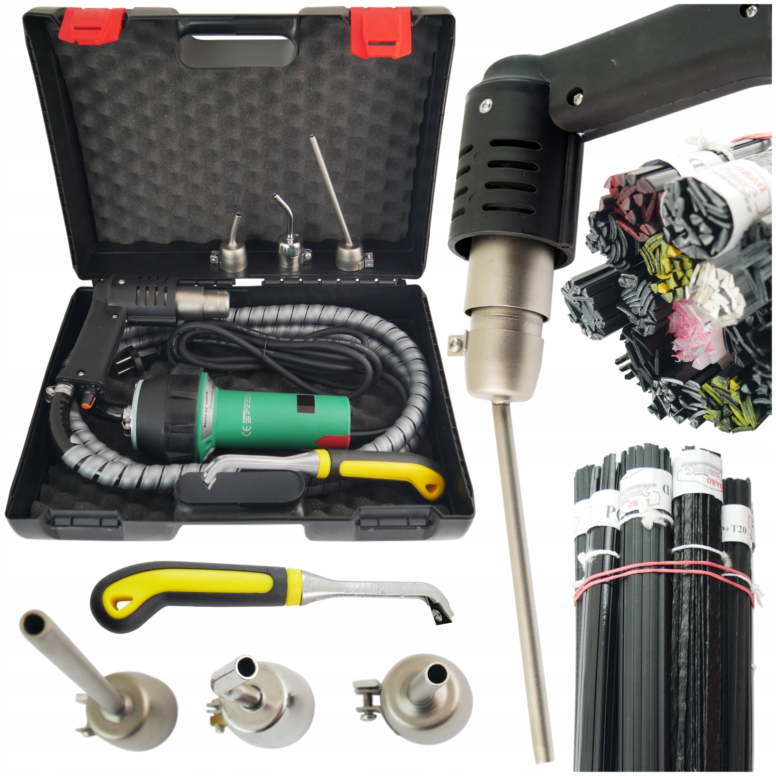 Svářečka Bosite S2 1600W 180l/m Pojiva pro Automobilový Průmysl 1,5KG různé Trysky 3 Ks