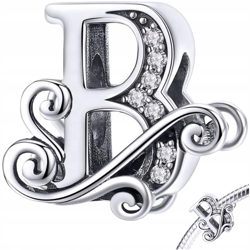 

Charms Literka B srebro 925 koralik zawieszka S925