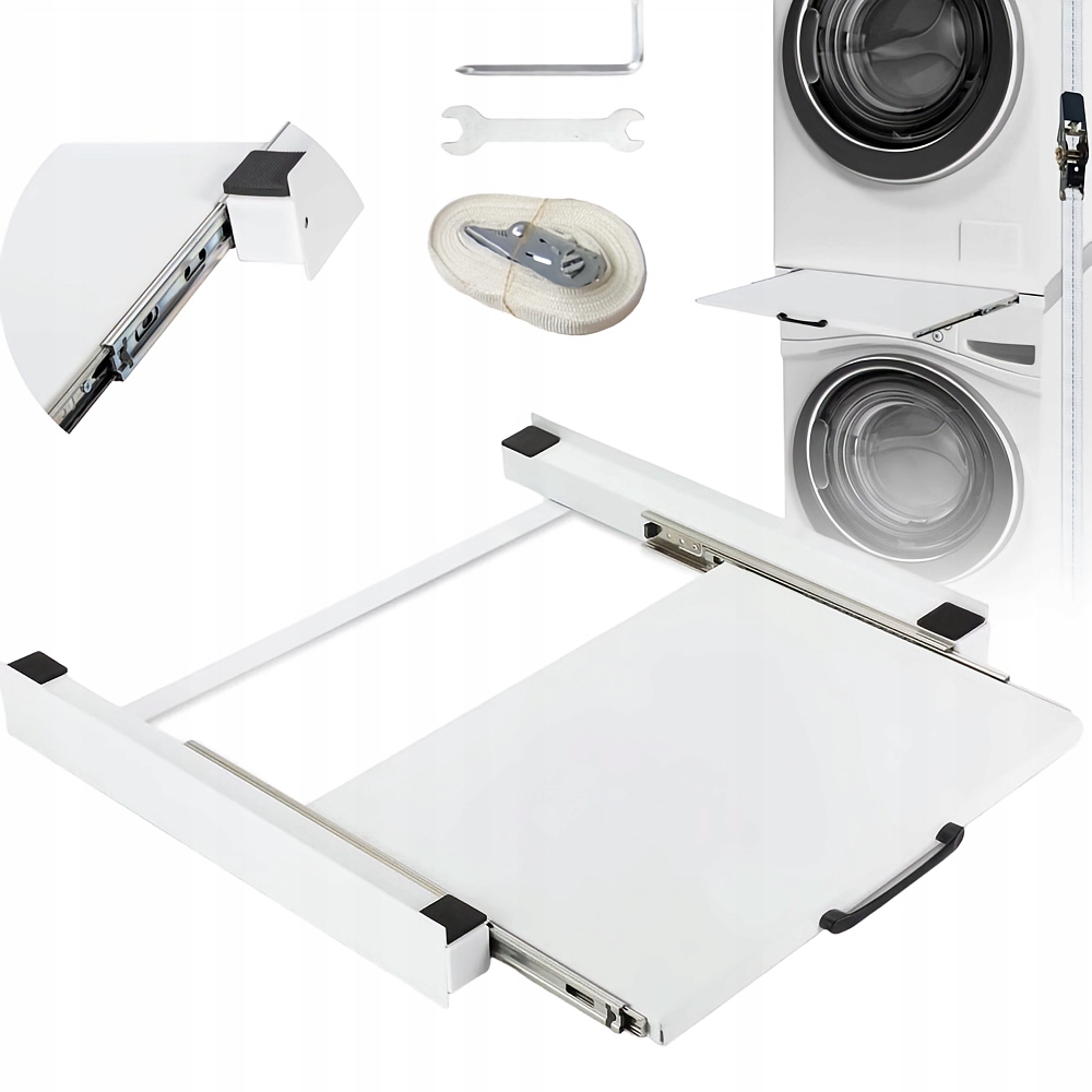 Uniwersalna Ramka Pośrednia Wysuwana Pralka Suszarka 54X60CM 6M Linka Biała