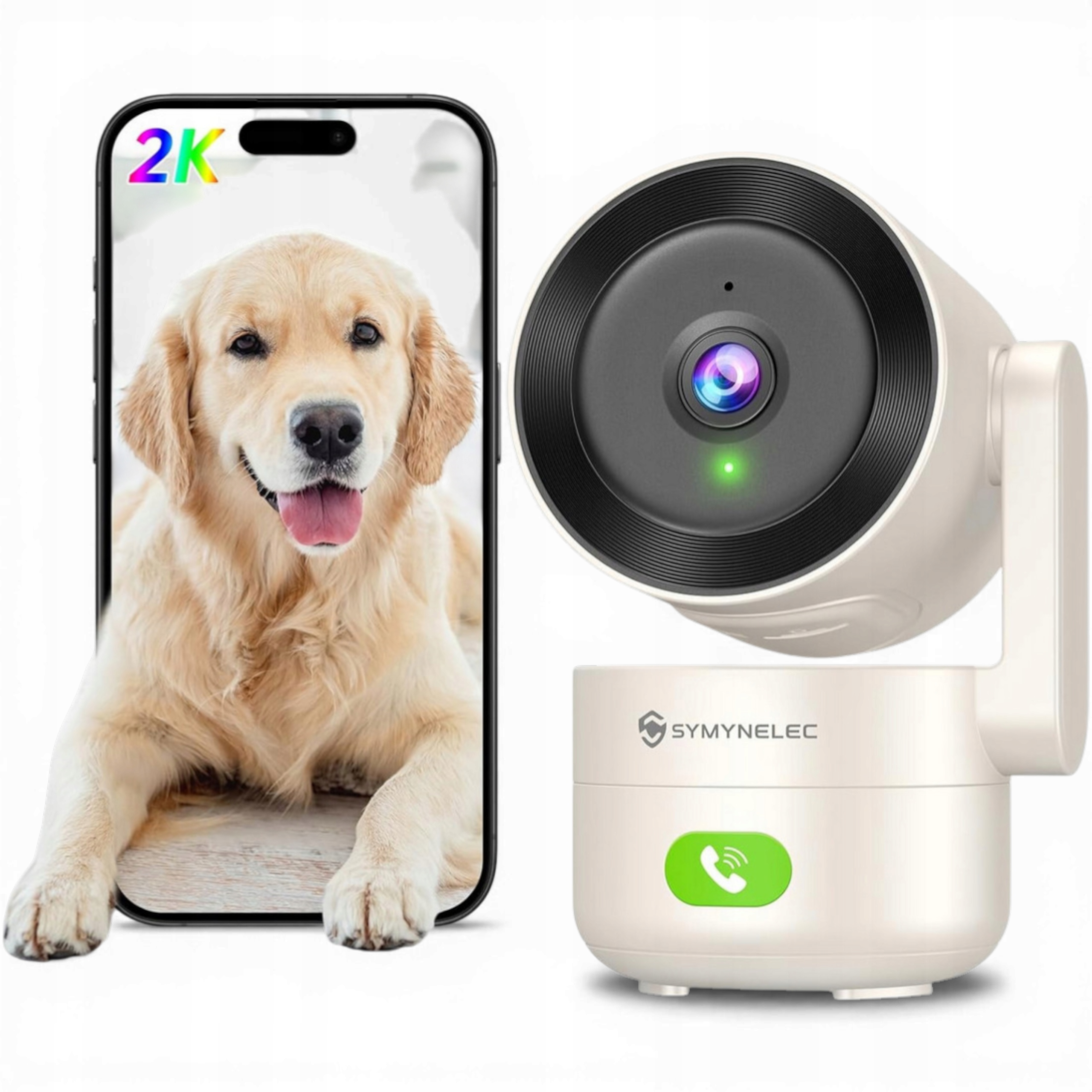 Vnitřní kamera Wlan 360° 2K Symynelec – Ir noční, sada 2 ks
