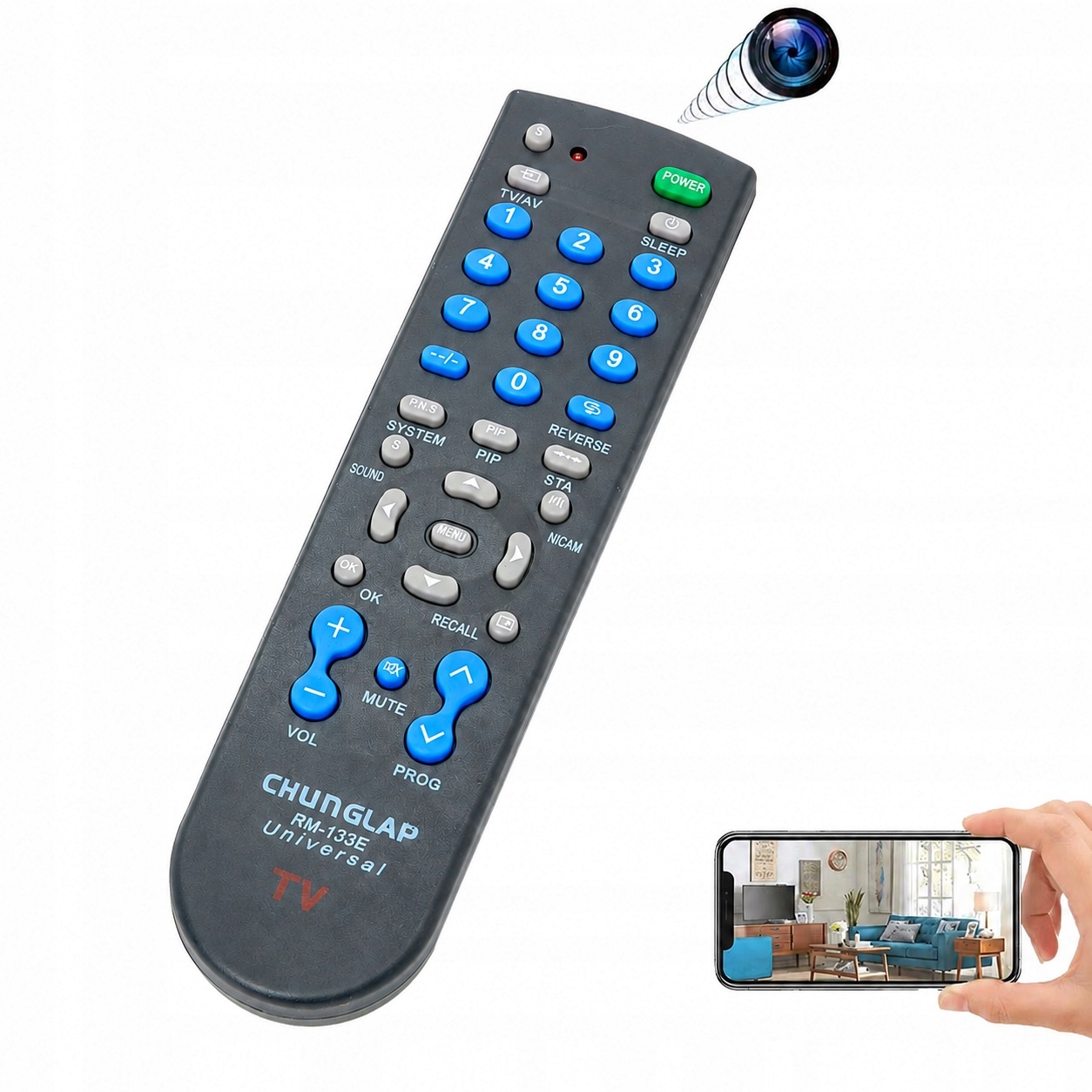 Diaľkový Ovládač Tv Skrytá Mini Špionážna Kamera V Diaľkovom Ovládači Full Hd 1080P Wifi