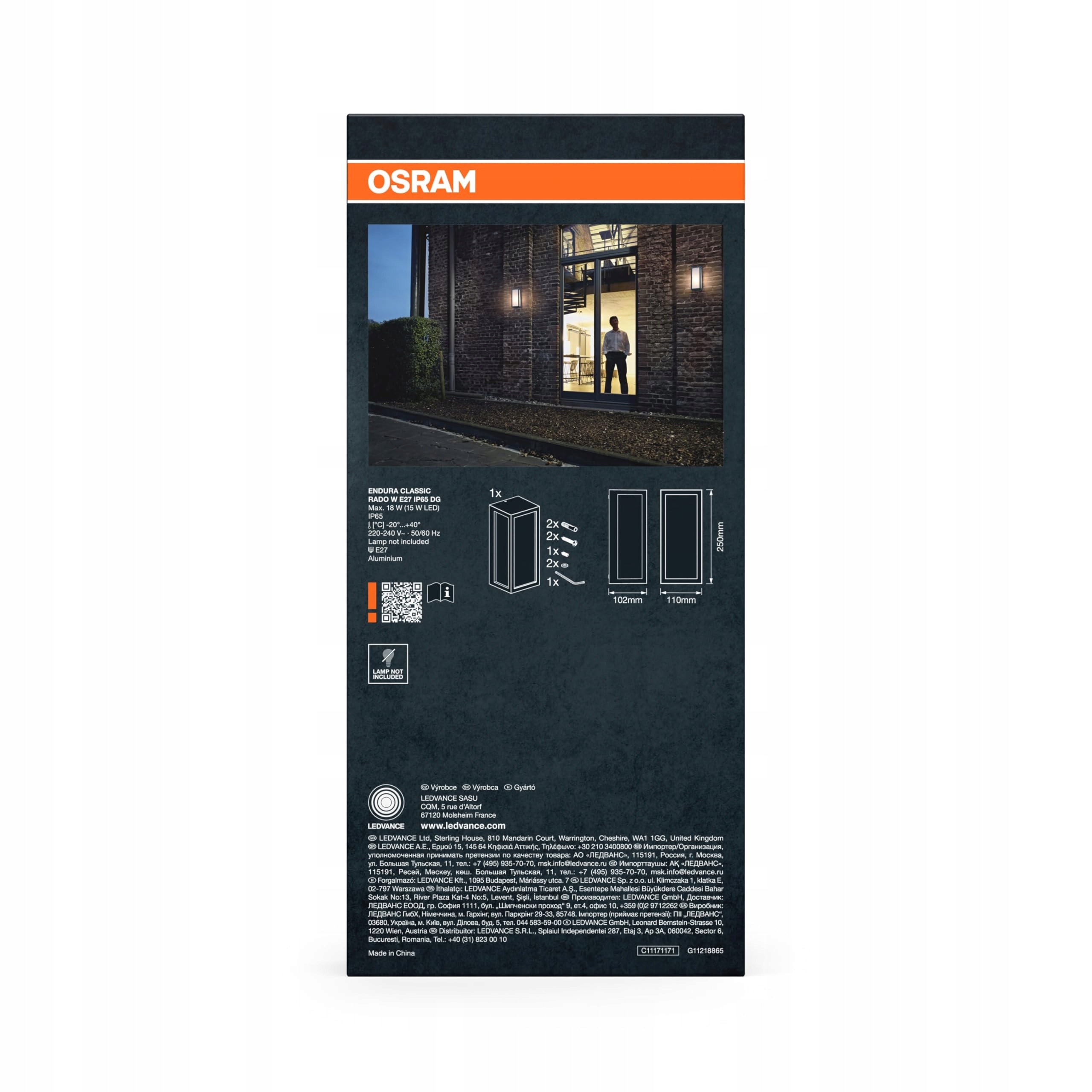 OSRAM Endura Classic Rado W Lampa Ścienna Zewnętrzna E27 IP65 Aluminiowa — miniatura 4