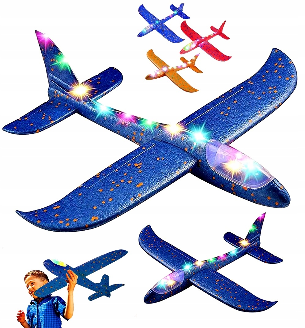 LATAWIEC SAMOLOT STYROPIANOWY SZYBOWIEC DUŻY LED