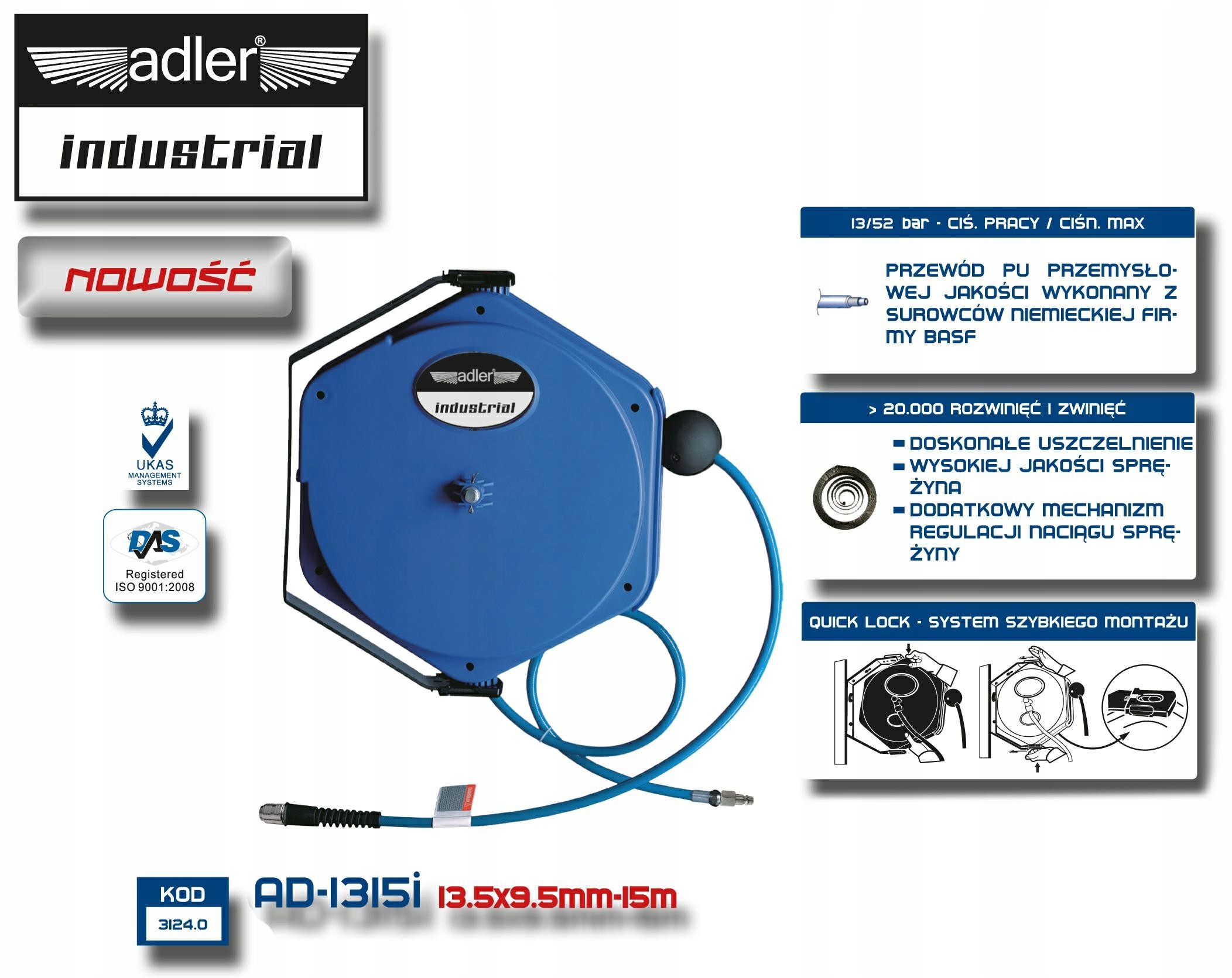 ADLER PRZEWÓD / WĄŻ PNEUMATYCZNY PU 13,5x9,5mmx1 Z