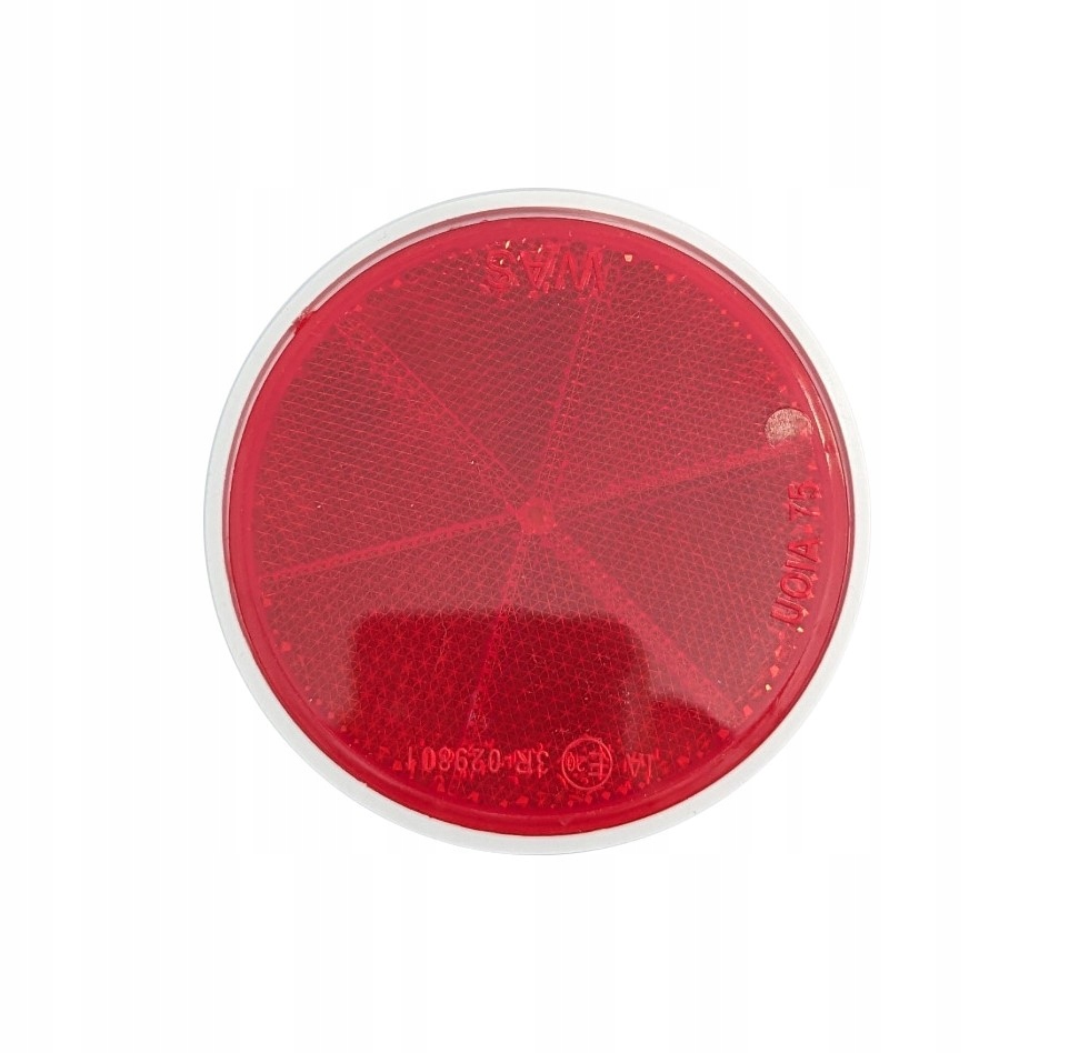 Odblask okrągły czerwony ze śrubą M6 przyczepy kempingu Fi75S WAŚ