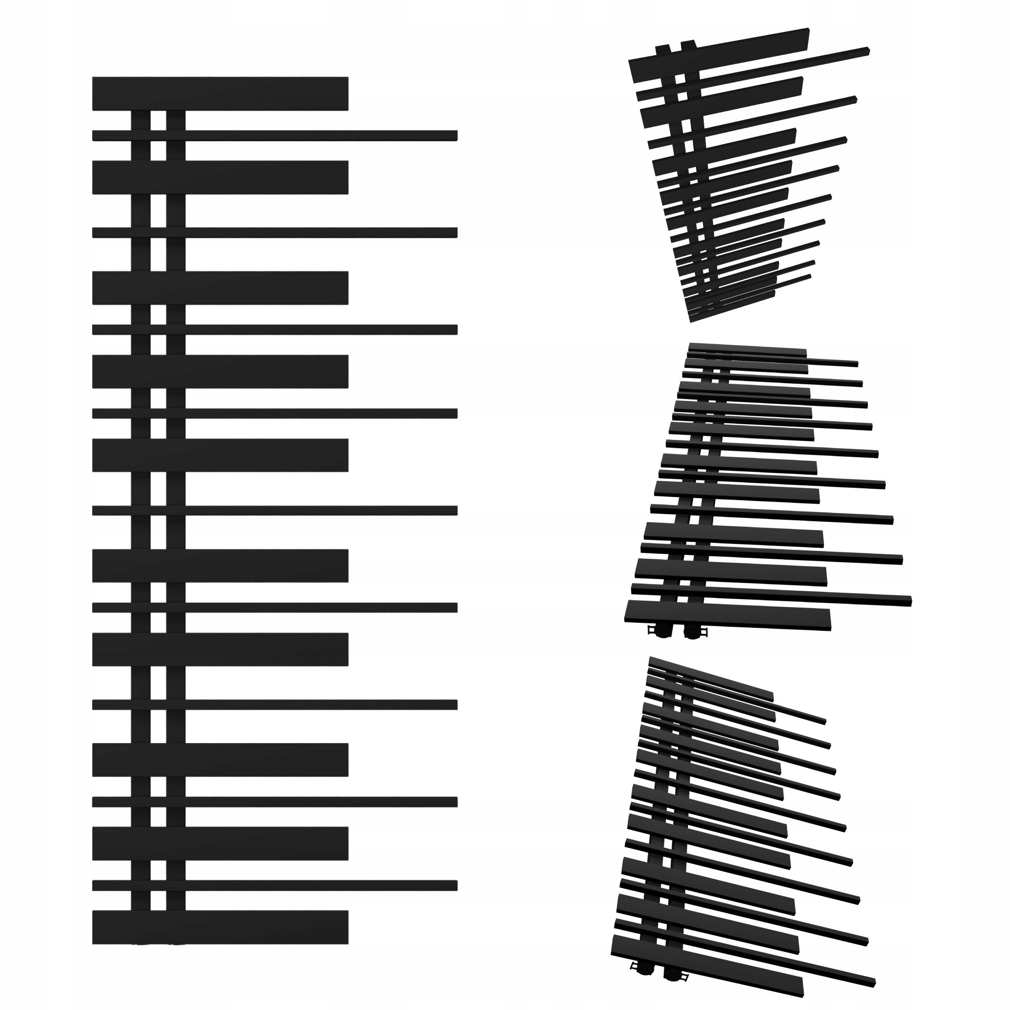 Dekorativní radiátor Piano Levý 1280x570 Černý Mat