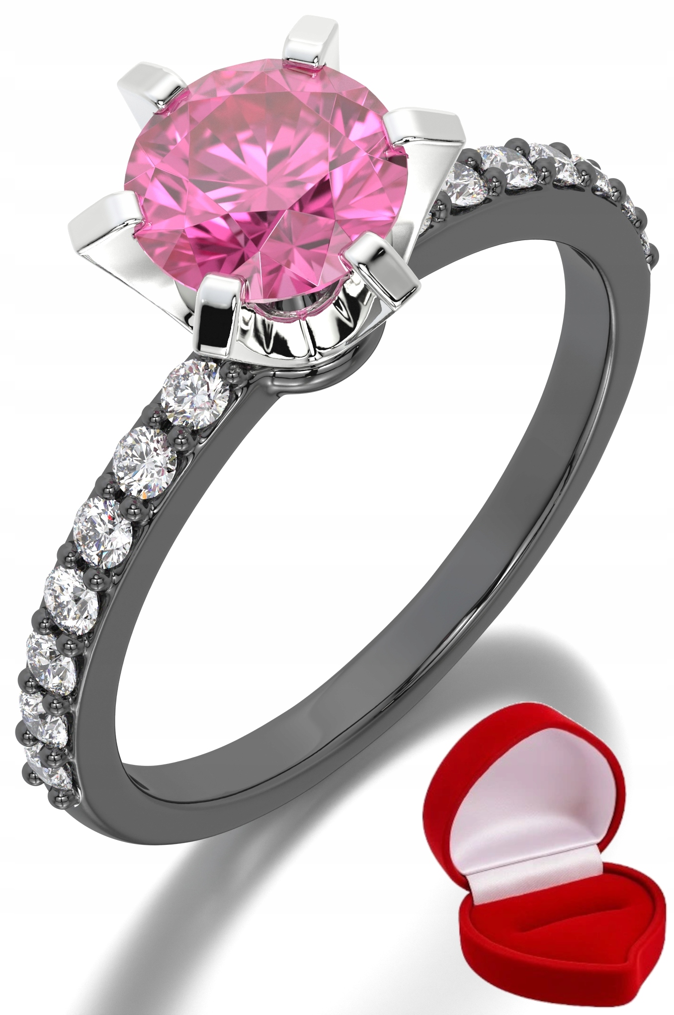 Zlatý Prstýnek 585 14k Safír 1 ct Černé Zlato R25