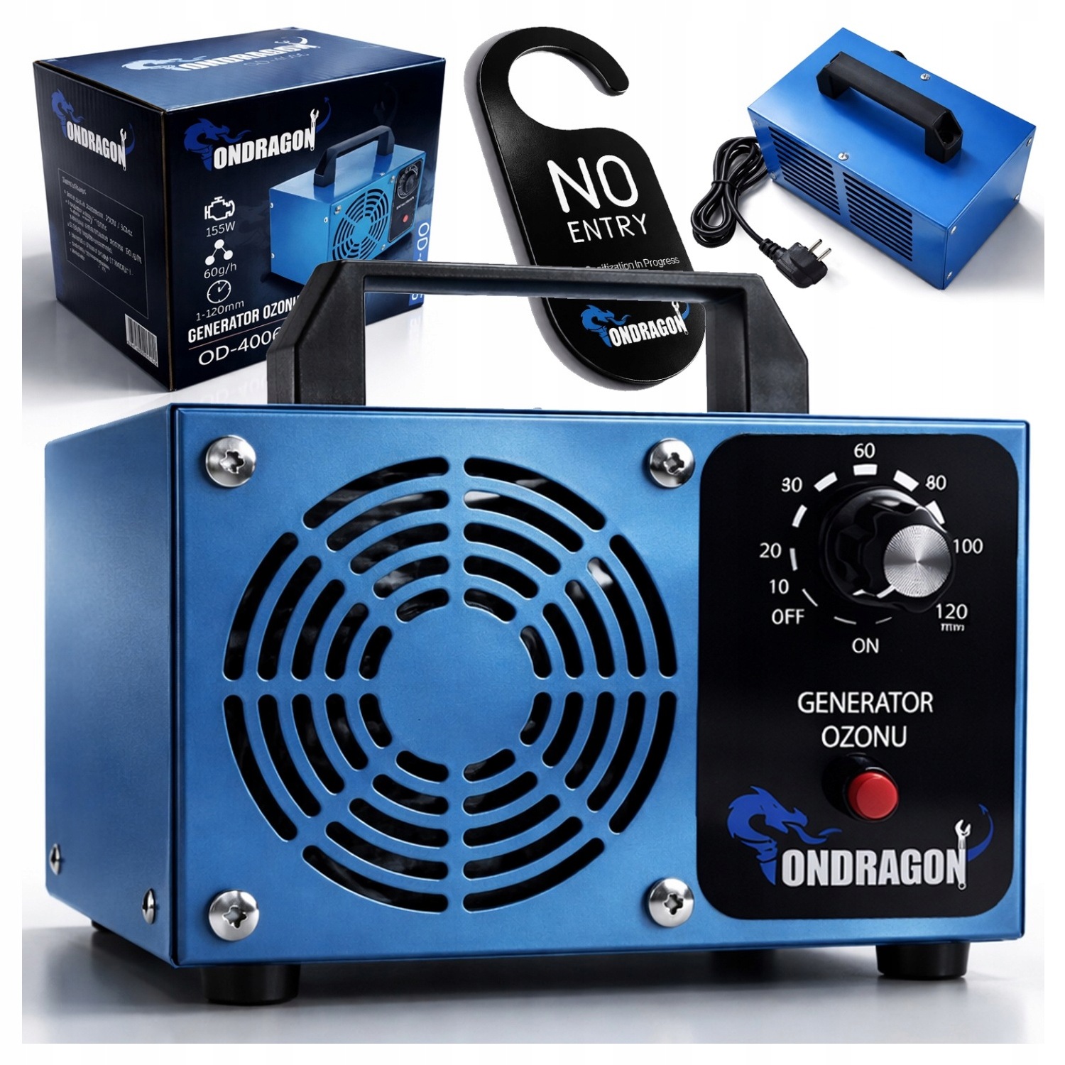 Ozonator Oczyszczacz do Powietrza Generator Ozonu 60 000 Mg/h 155W Zestaw
