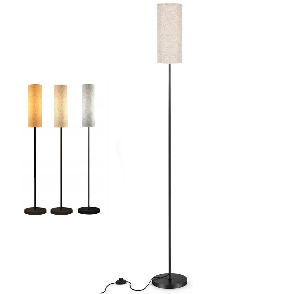 Stojací podlahová lampa 175 cm pro čtení E27 Noční Lampa Lněná Stínidlo