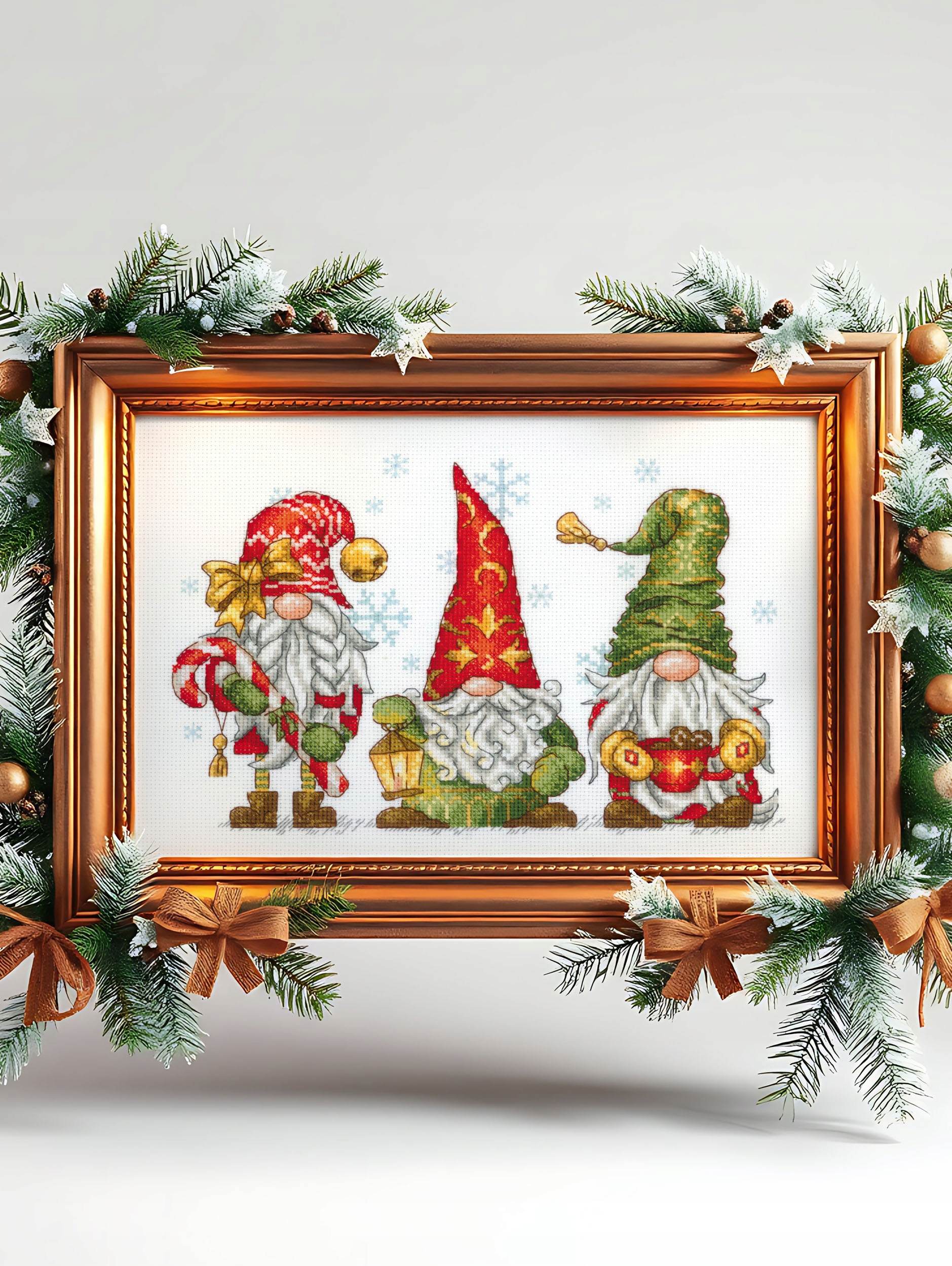 Riolis 2234 Veselé skřítci, vánoční křížková výšivka 30x21 cm