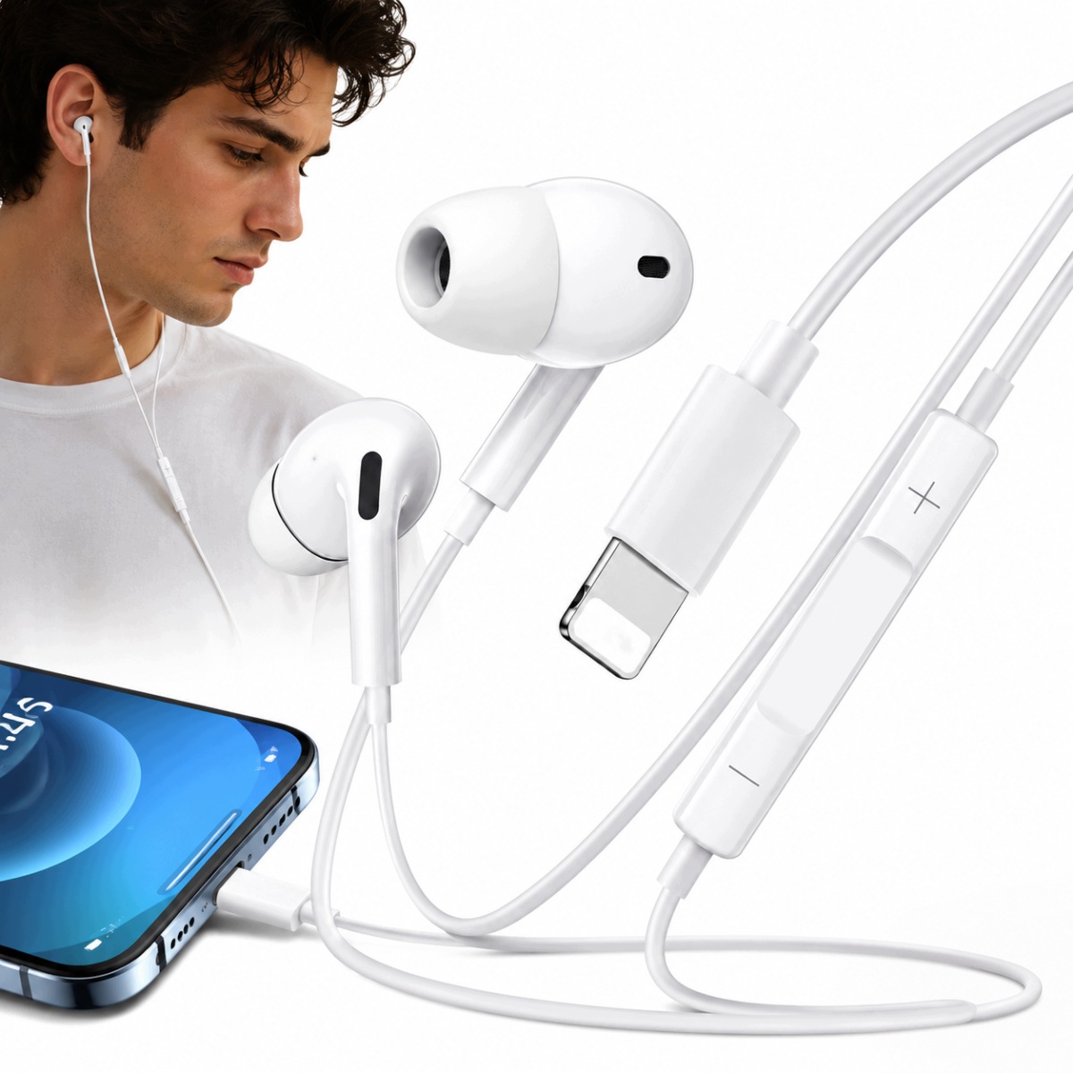 Słuchawki Douszne Przewodowe Do Iphone Xs Xr 11 12 13 14 Pro Max