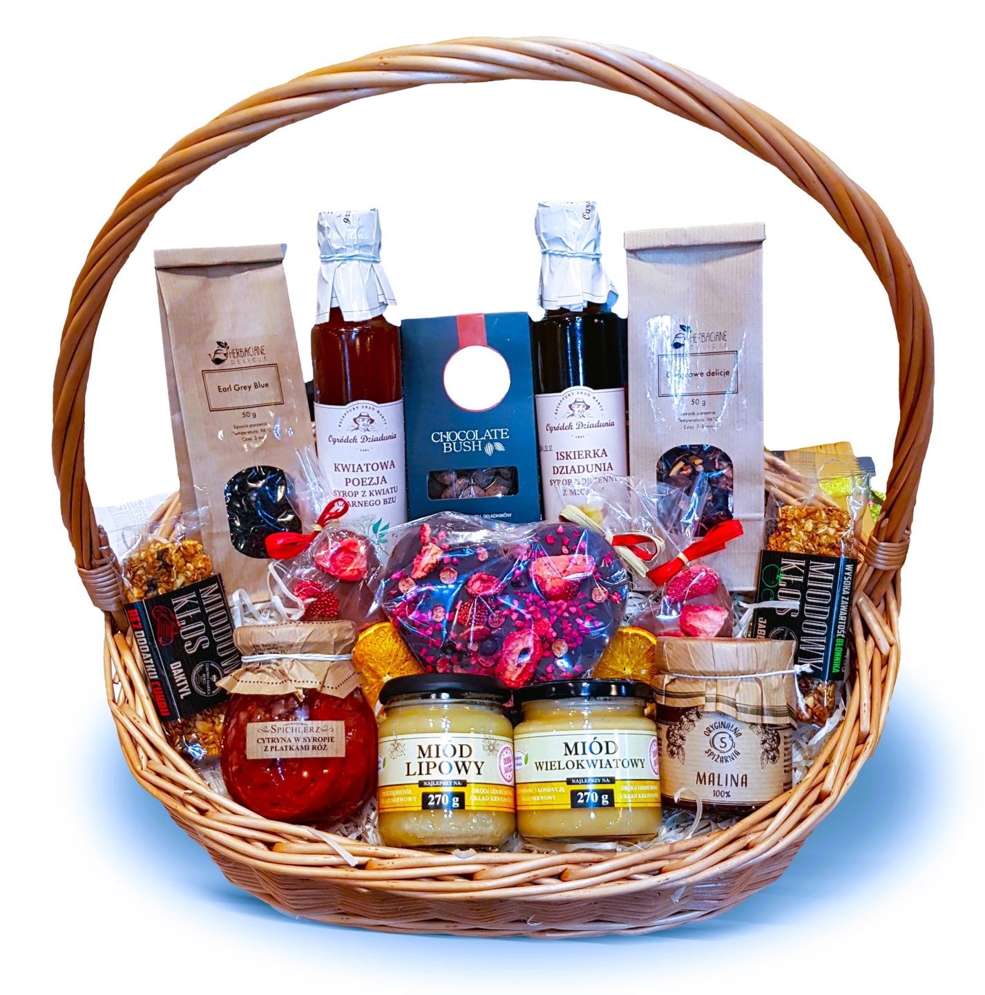 Levně Dárkový Koš Dárek Med Pochoutky Čaj Med K Svátku Narozenin