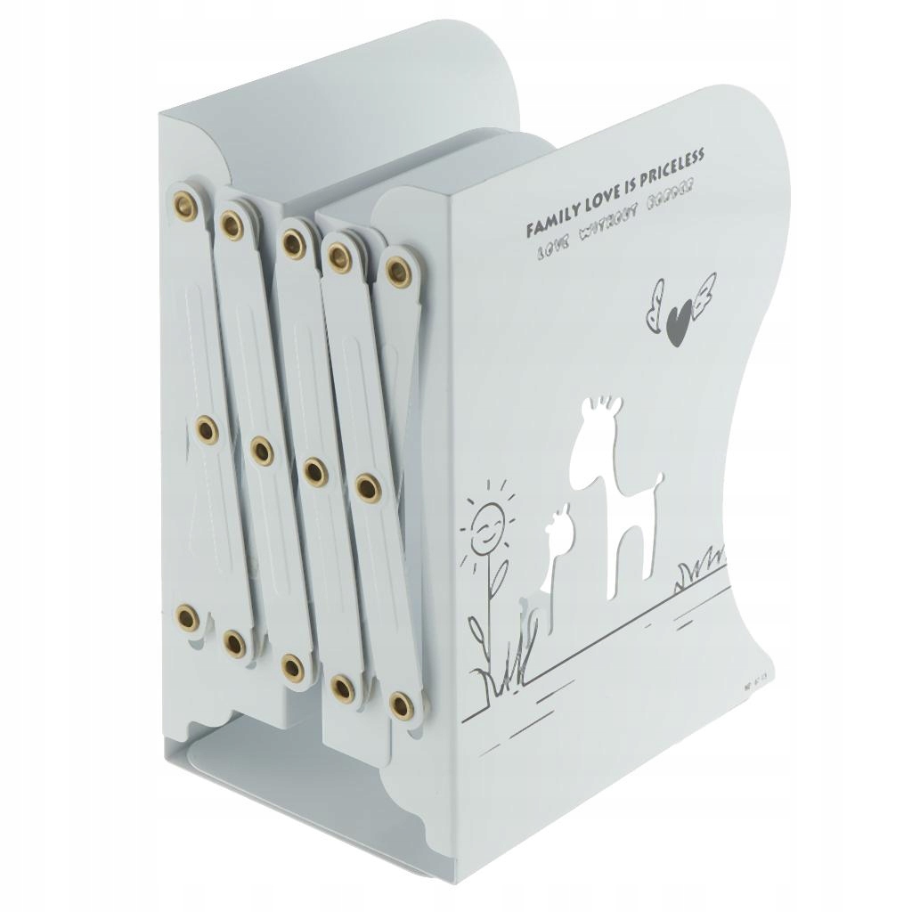 Wysuwany metalowy stojak na książki ze wzorem, biały