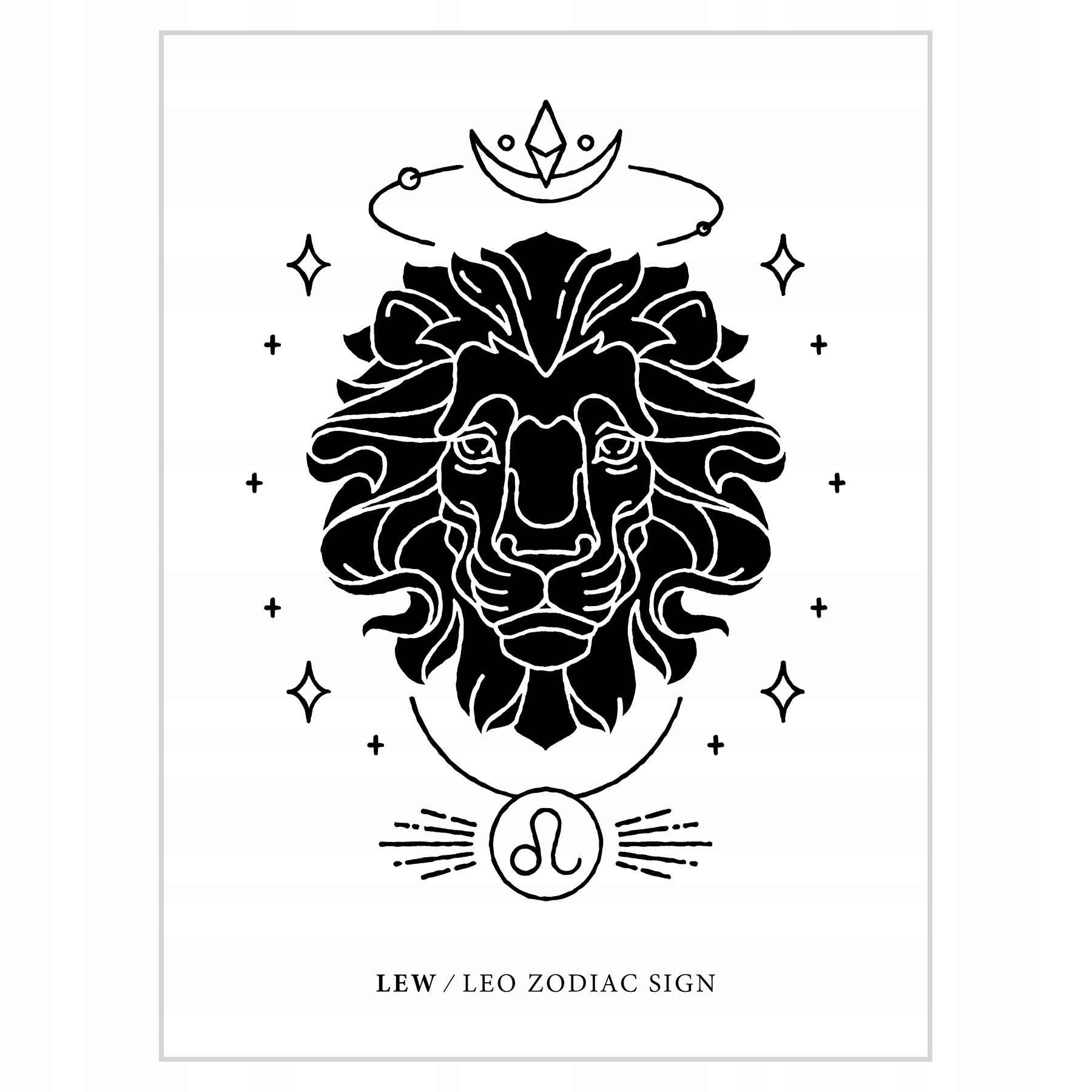 

Plakat 30x40 Znak zodiaku Lew Czarno-biały