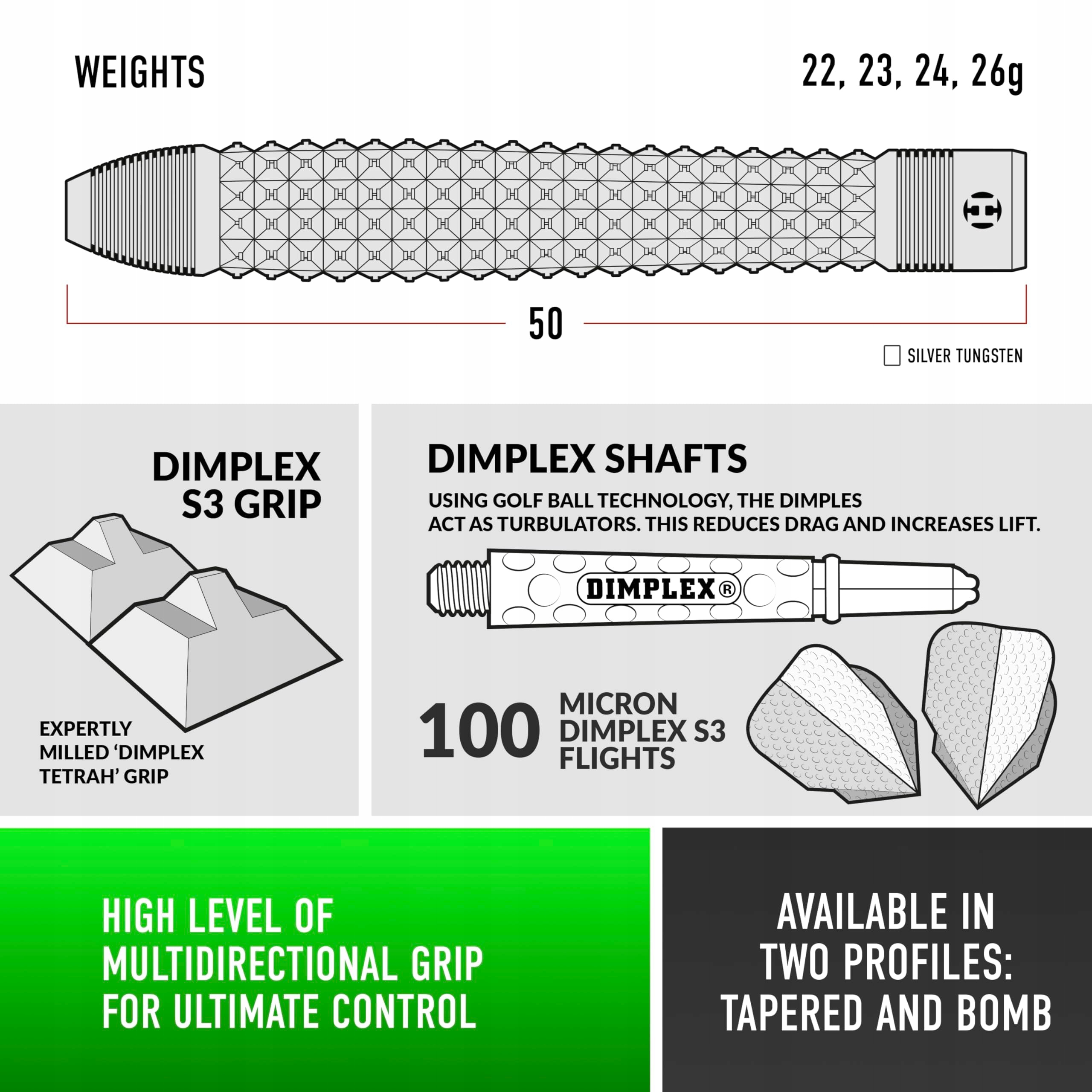 HARROWS Dimplex Bomb Profesjonalne Rzutki 90% Wolfram 26g Zestaw — miniatura 4