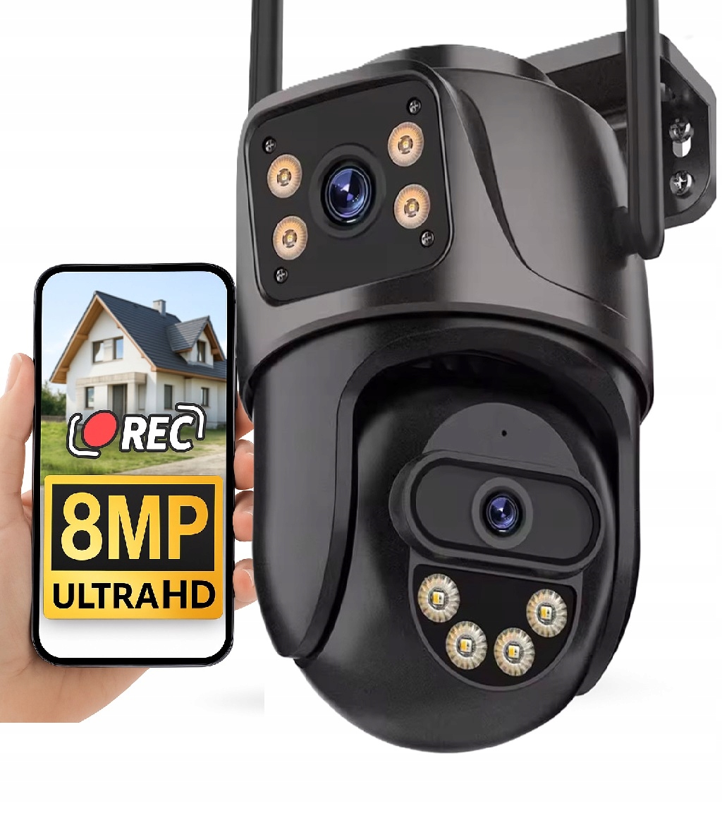 ZEWNĘTRZNA KAMERA 4K DWA OBIEKTYWY WIFI 8MP APLIKACJA ICSee DUO DWIE KAMERY