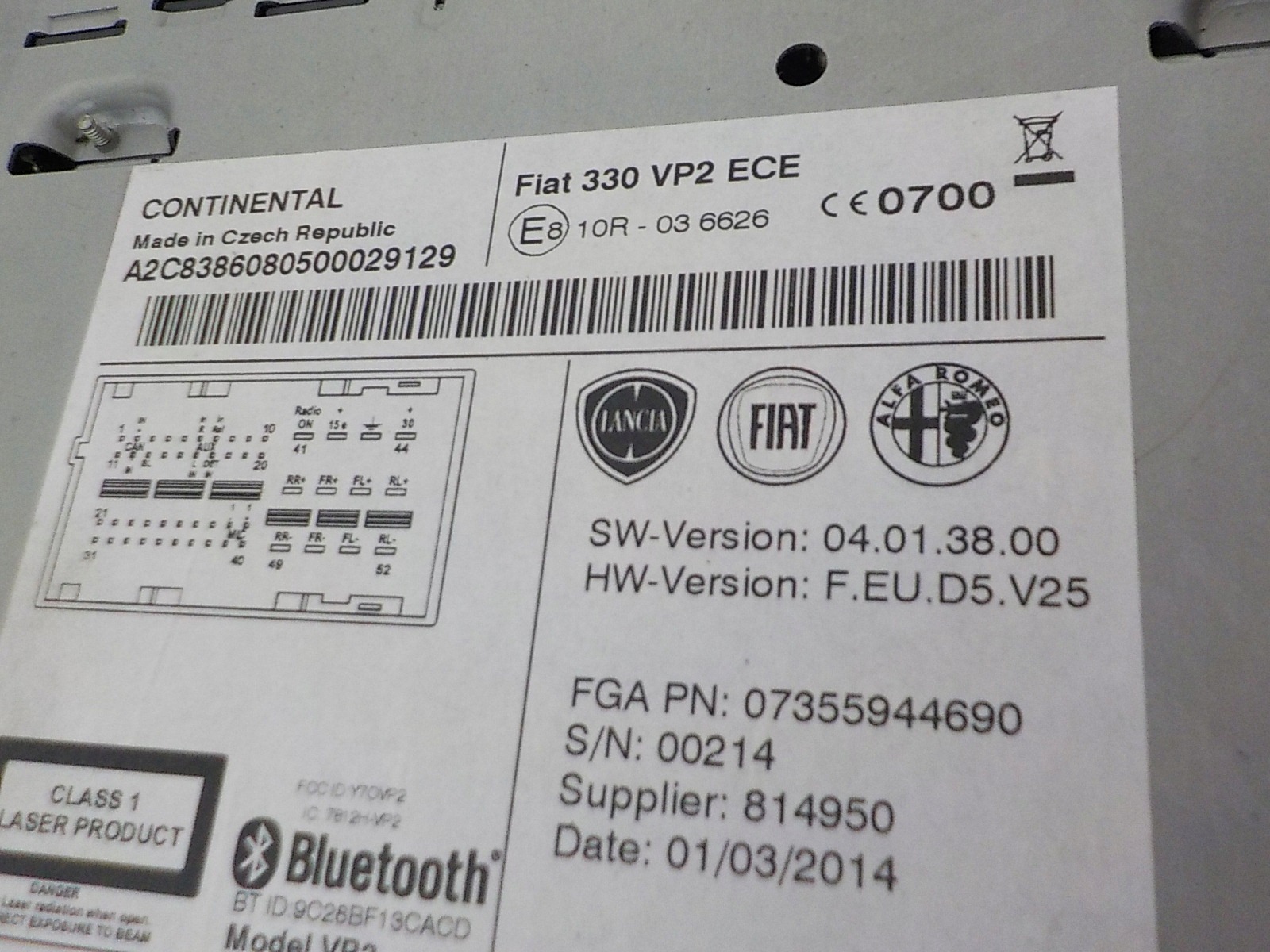 FIAT 500 RADIO fabrication BLUETOOTH 07355944690