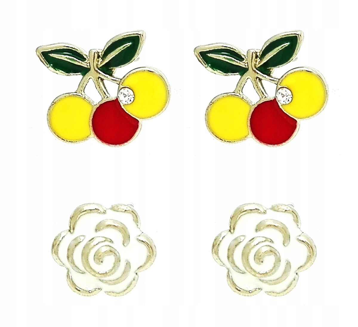 

Kolczyki zestaw 2 pary wisienki i kwiaty