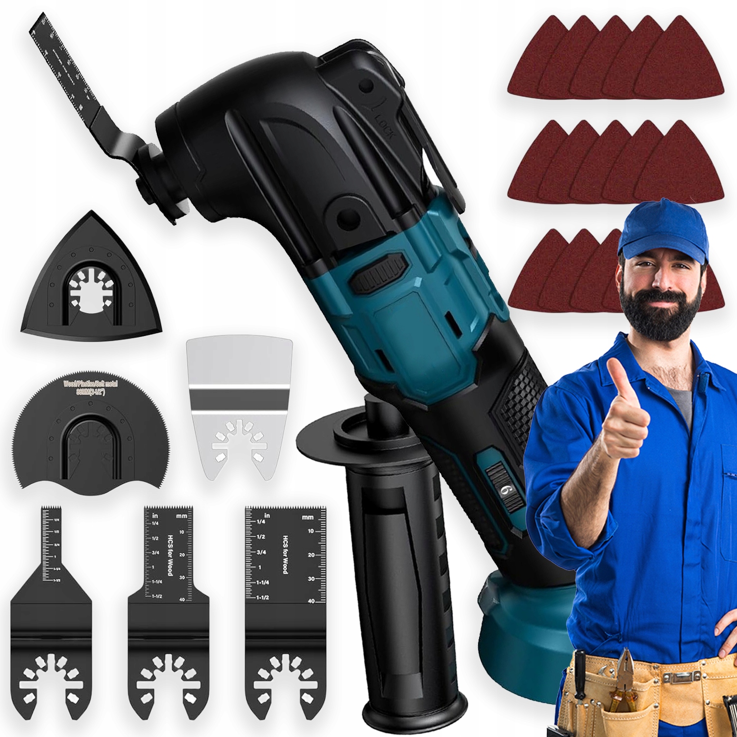 Multifunkční Oscilační Nástroj 6 Rychlostních Stupňů 18V Bruska Pila Diy
