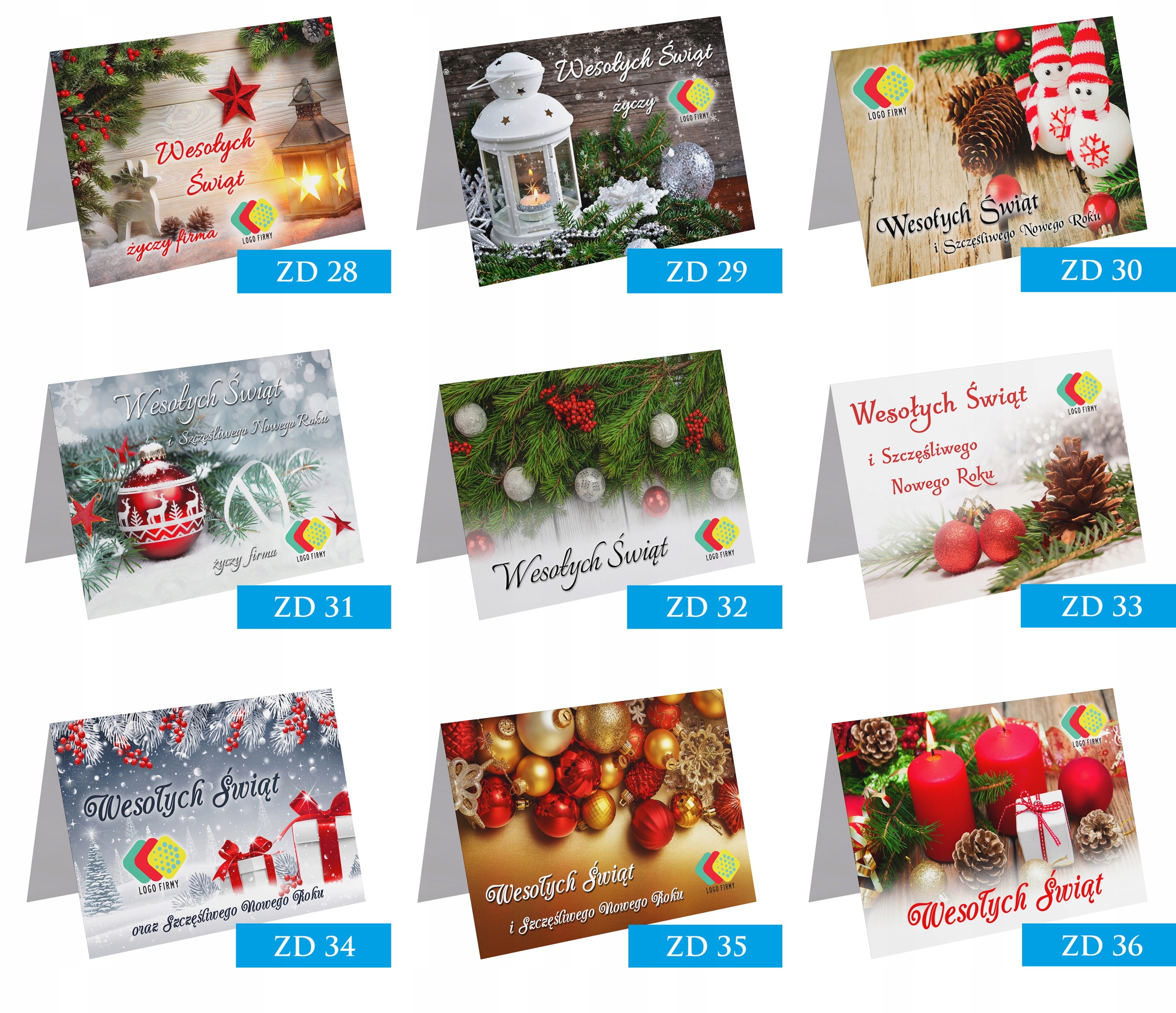 FIRMOWE KARTKI ŚWIĄTECZNE Biznesowe dla FIRM LOGO Materiał papier