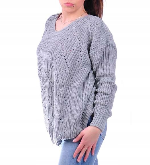 

Modny Damski Swetr Szary Sweterek UB300