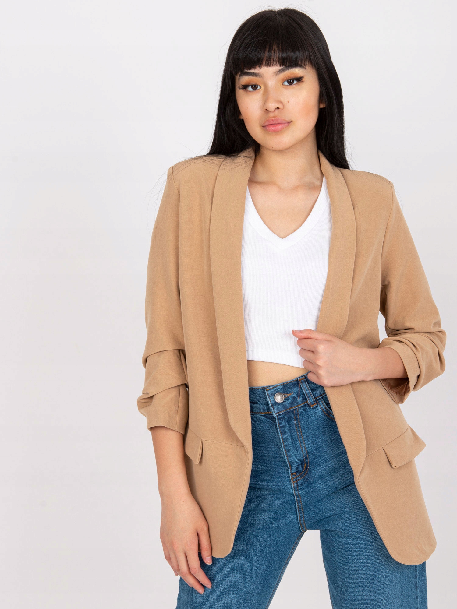 MARYNARKA damska ŻAKIET Italy Moda beige 15P 40 L Marka Italy Moda