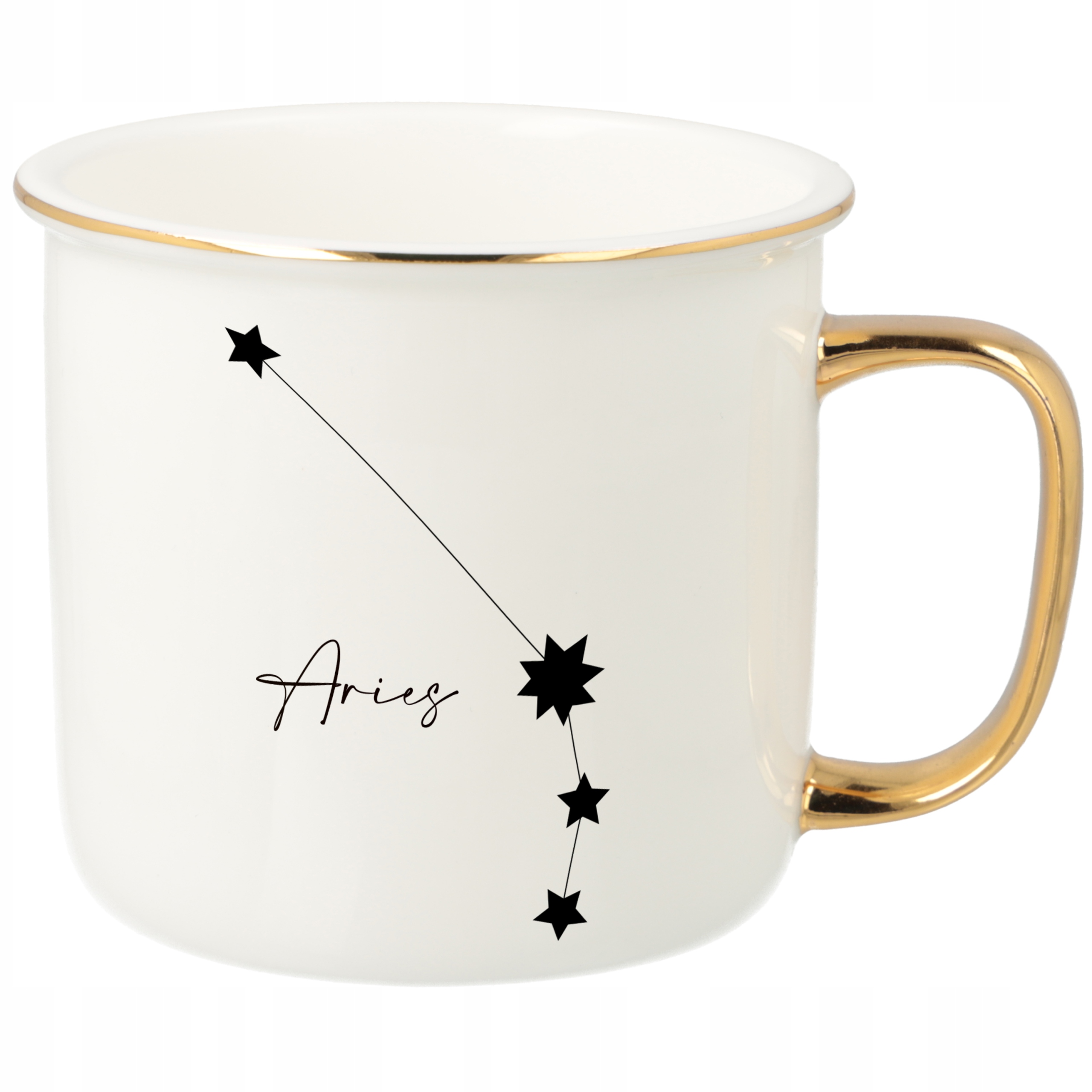 Hrnek Ucho Forma Zlatý Porcelánový Retro Dárek Pro Fanoušky Zodiaků Aries Vzory